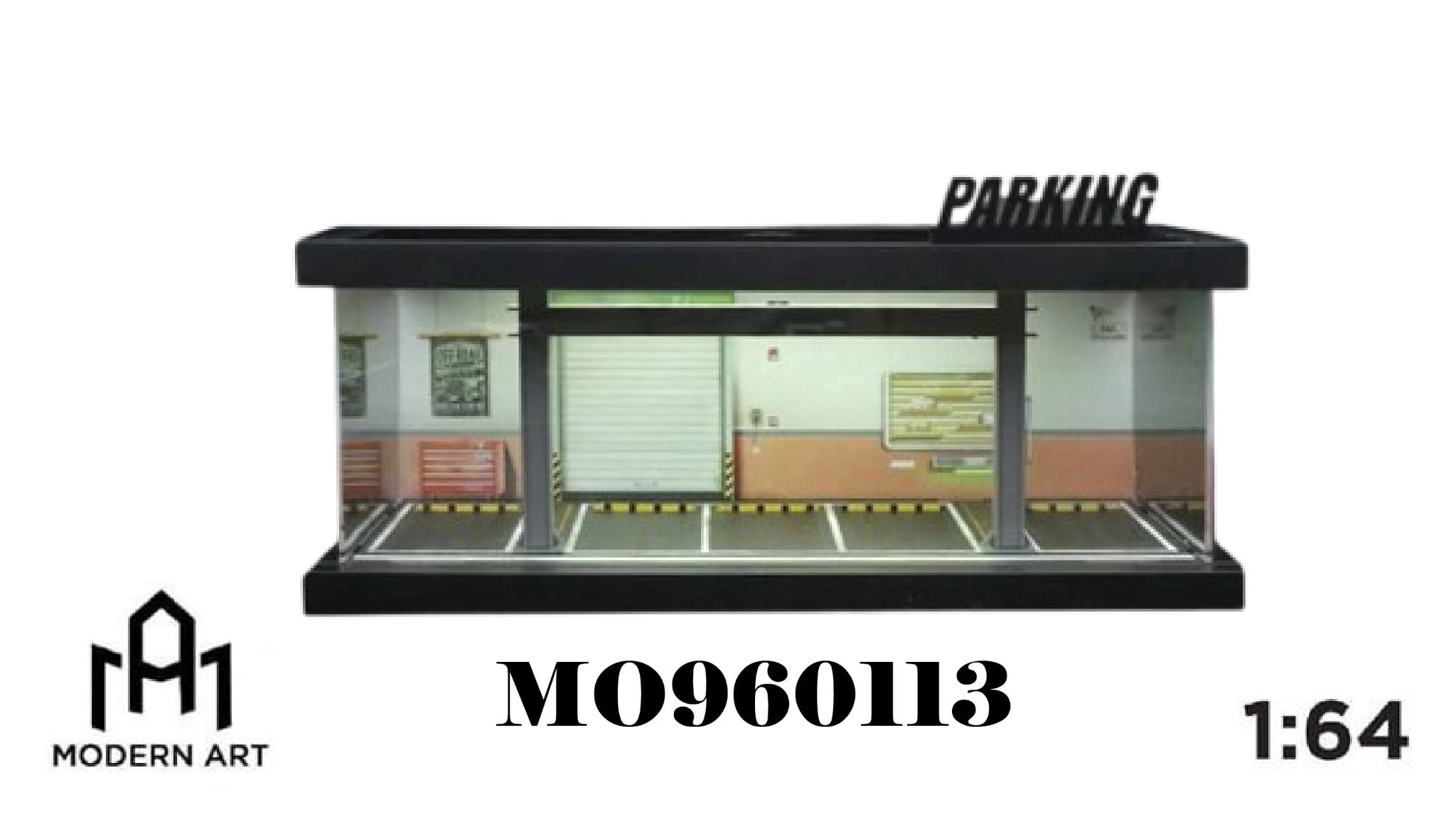 Hộp trưng bày mô phỏng hầm đỗ xe có đèn, mica, kèm dây đèn, A tỉ lệ 1:64 MoreArt MO960113