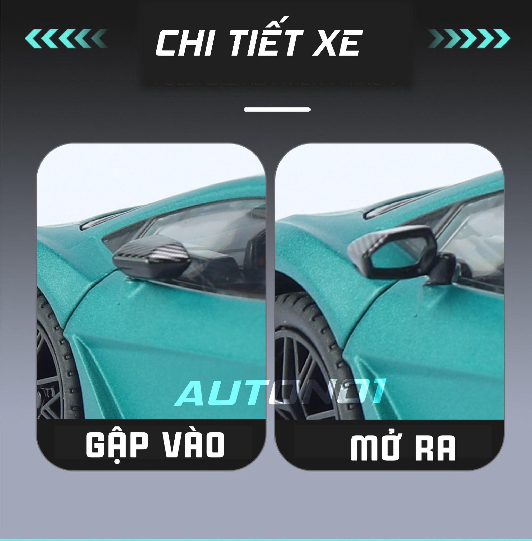 Mô hình Lamborghini Revuelto có đèn-đánh lái được-mở full cửa-full kính tỉ lệ 1:24 Alloy Model OT418
