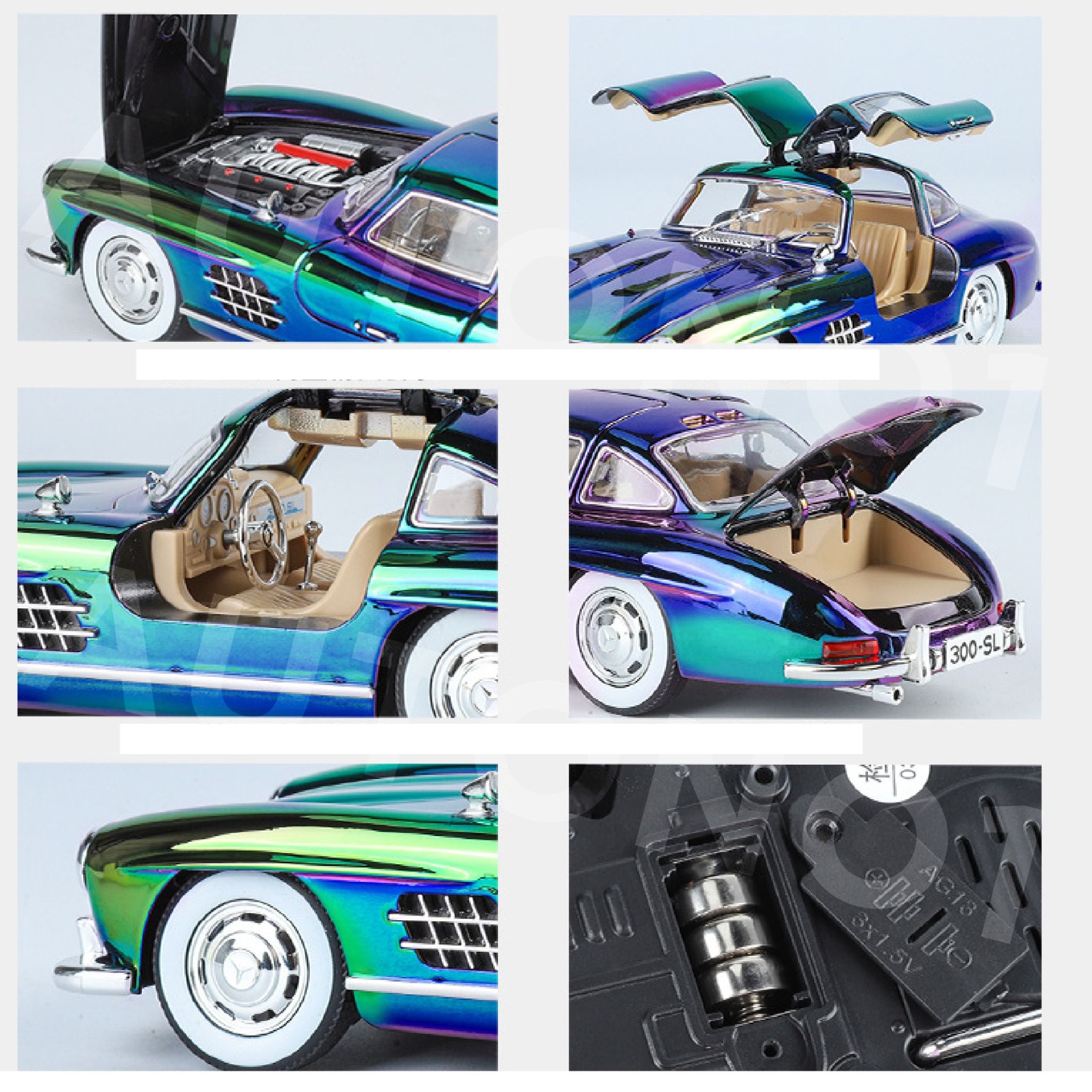 Mô hình xe Mercedes - Benz 300SL full open - có âm thanh - đèn - đánh lái tỉ lệ 1:24 Jinlifiang OT24023