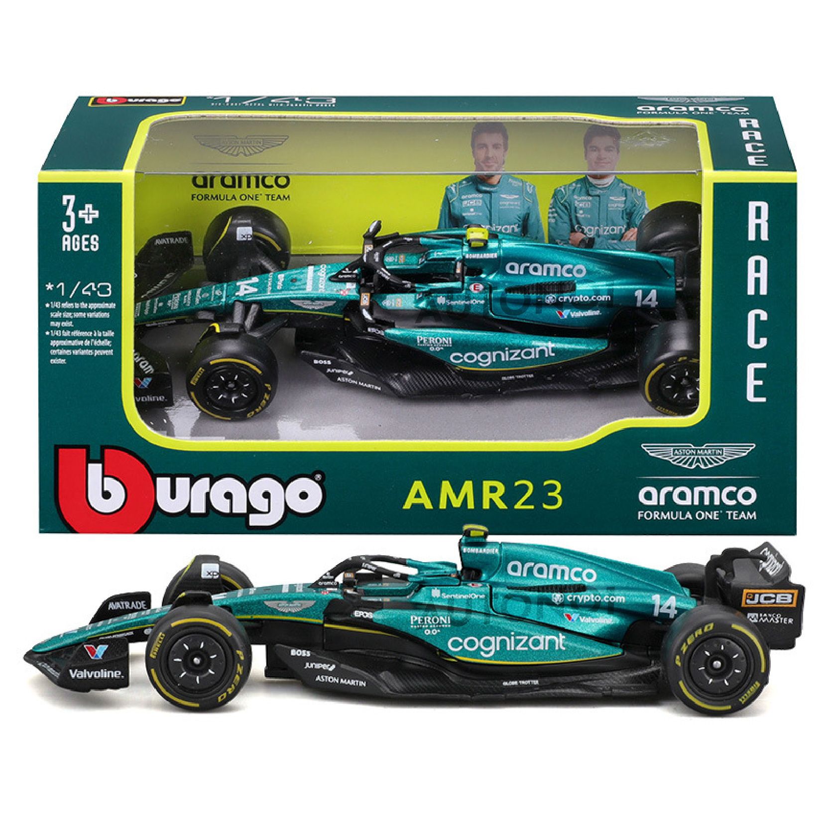 Mô hình xe đua F1 Formula Aston Martin 2023 AMR23 tỉ lệ 1:43 Bburago OT43003 18-38190