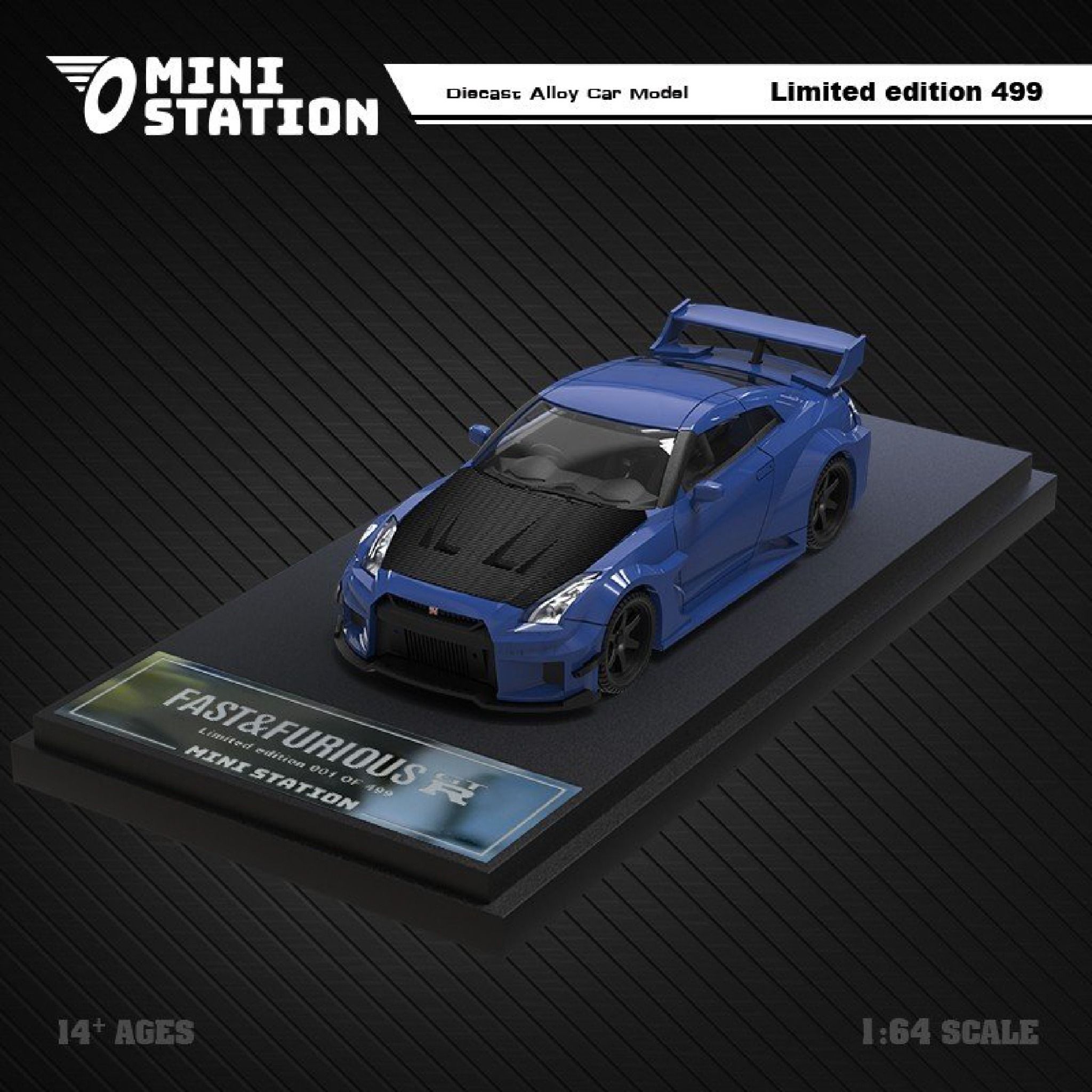 Mô hình xe ô tô Nissan GT R35 3.0 Fast & Furious 6 Brian's Limited 499 pcs tỉ lệ 1:64 Mini Station