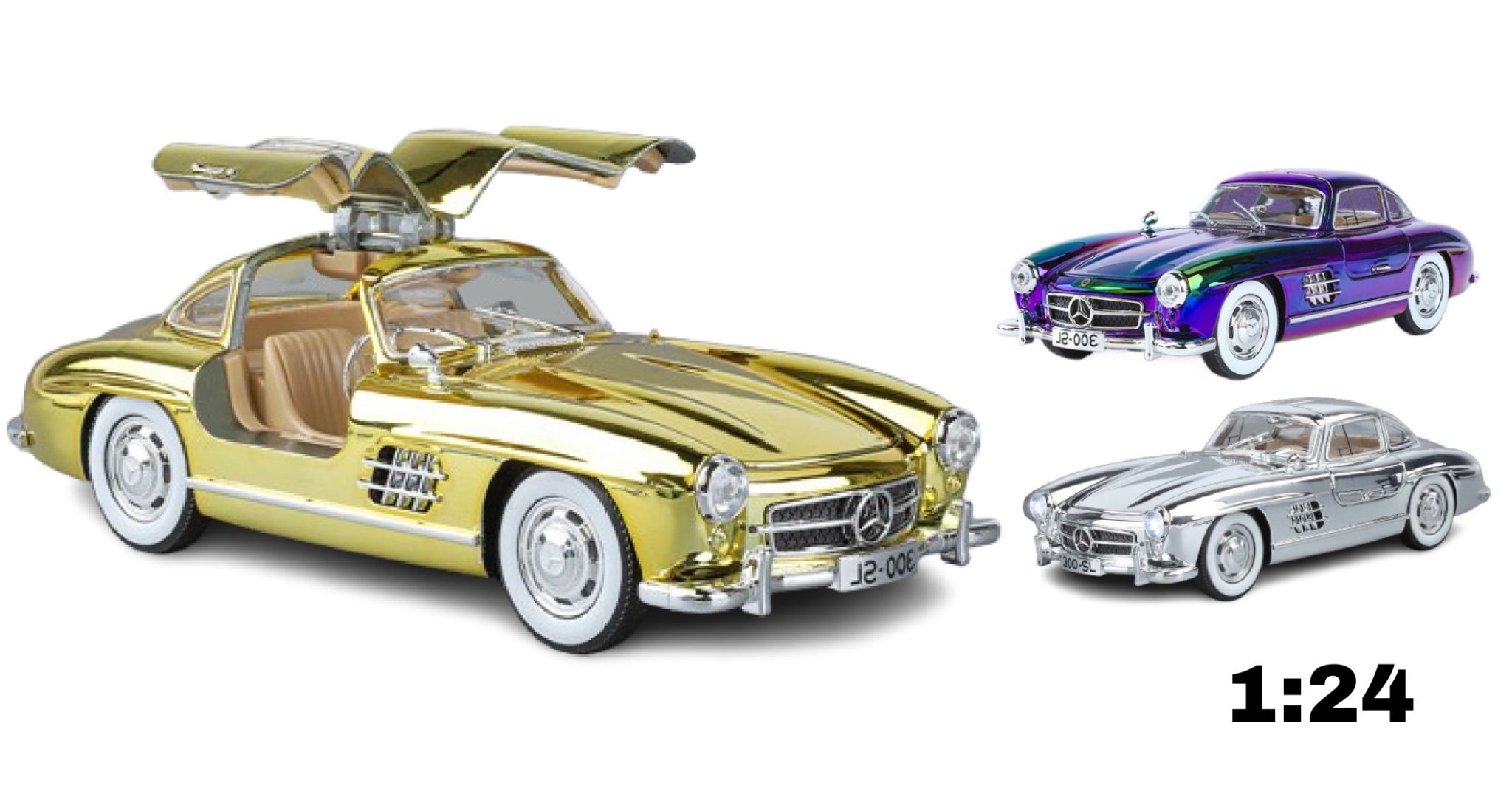 Mô hình xe Mercedes - Benz 300SL full open - có âm thanh - đèn - đánh lái tỉ lệ 1:24 Jinlifiang OT24023