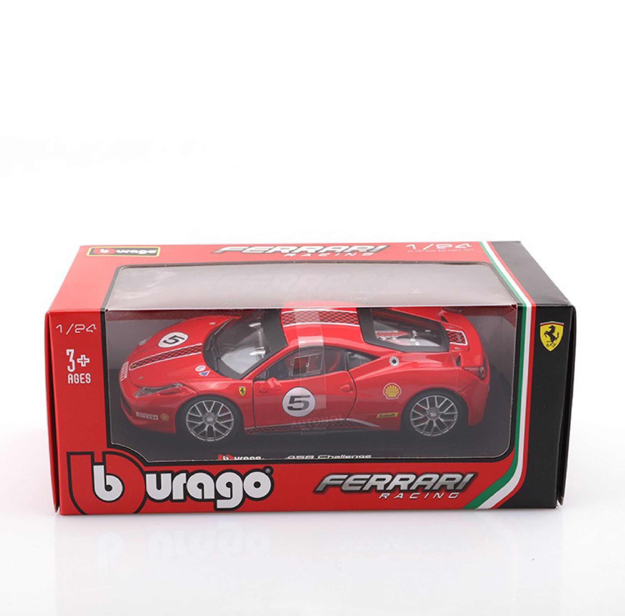 Mô hình xe ô tô Ferrari 458 Challenge full open - full kính tỉ lệ 1:24 Bburago OT531