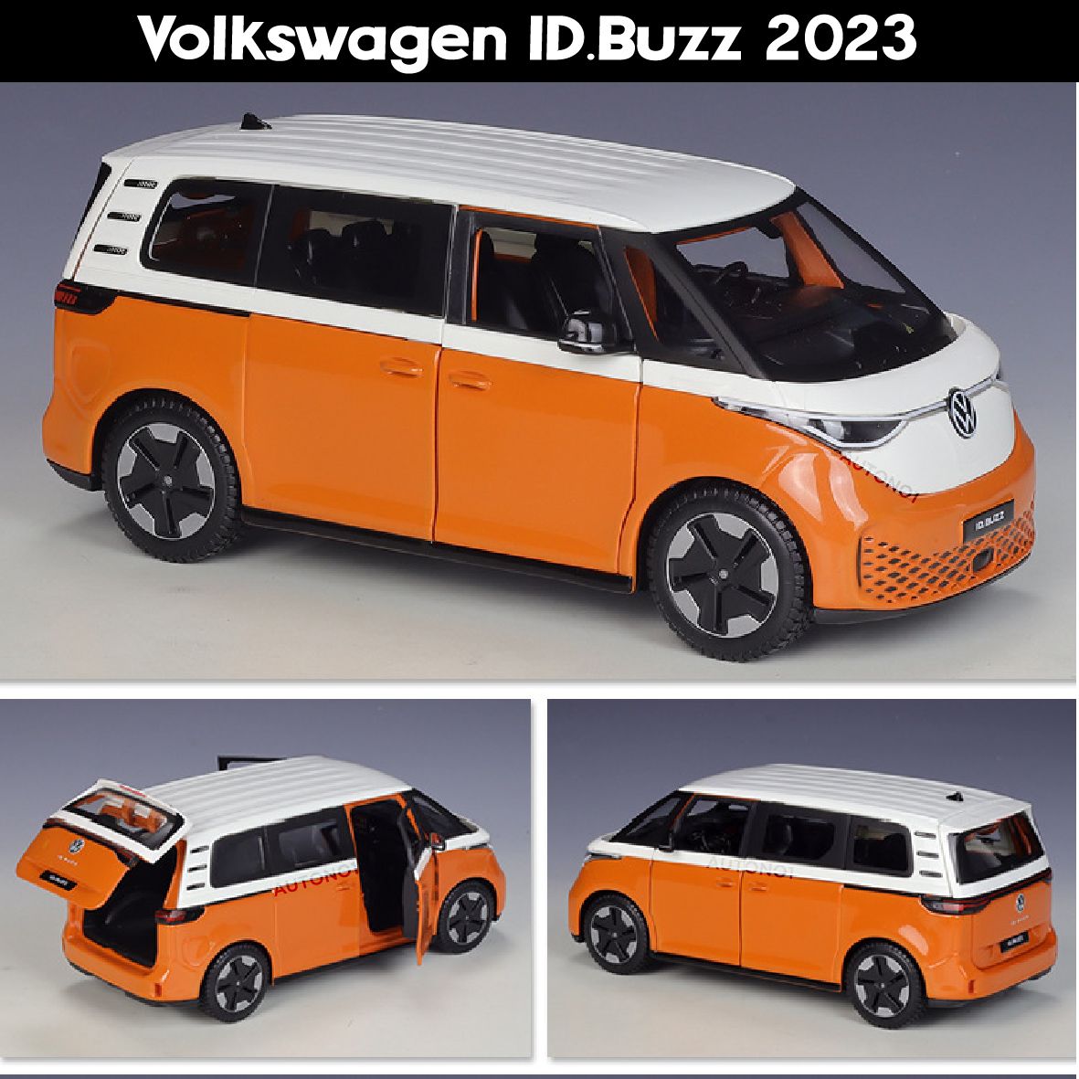 Mô hình xe ô tô điện ID. Buzz Volkswagen mở 2 cửa và cốp sau tỉ lệ 1:24 Maisto OT535