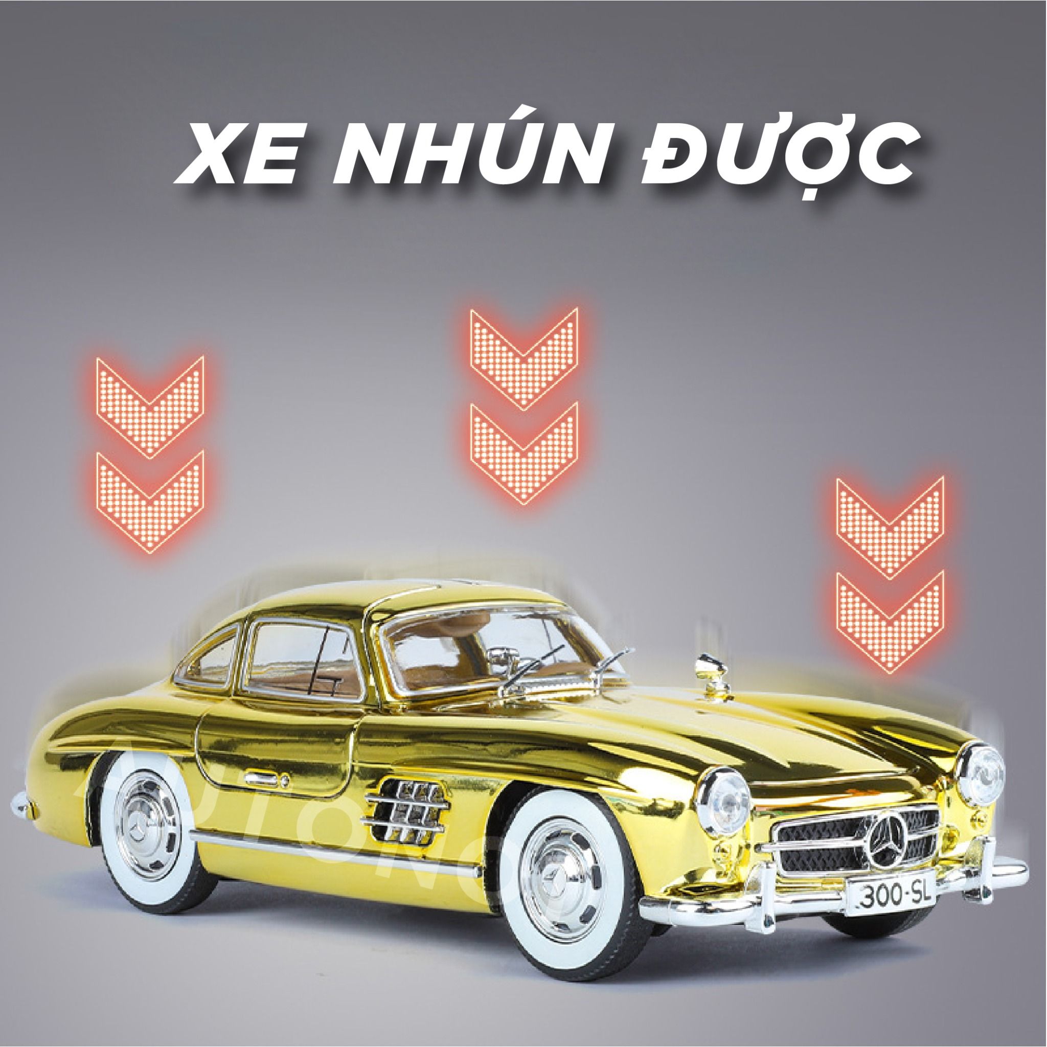 Mô hình xe Mercedes - Benz 300SL full open - có âm thanh - đèn - đánh lái tỉ lệ 1:24 Jinlifiang OT24023