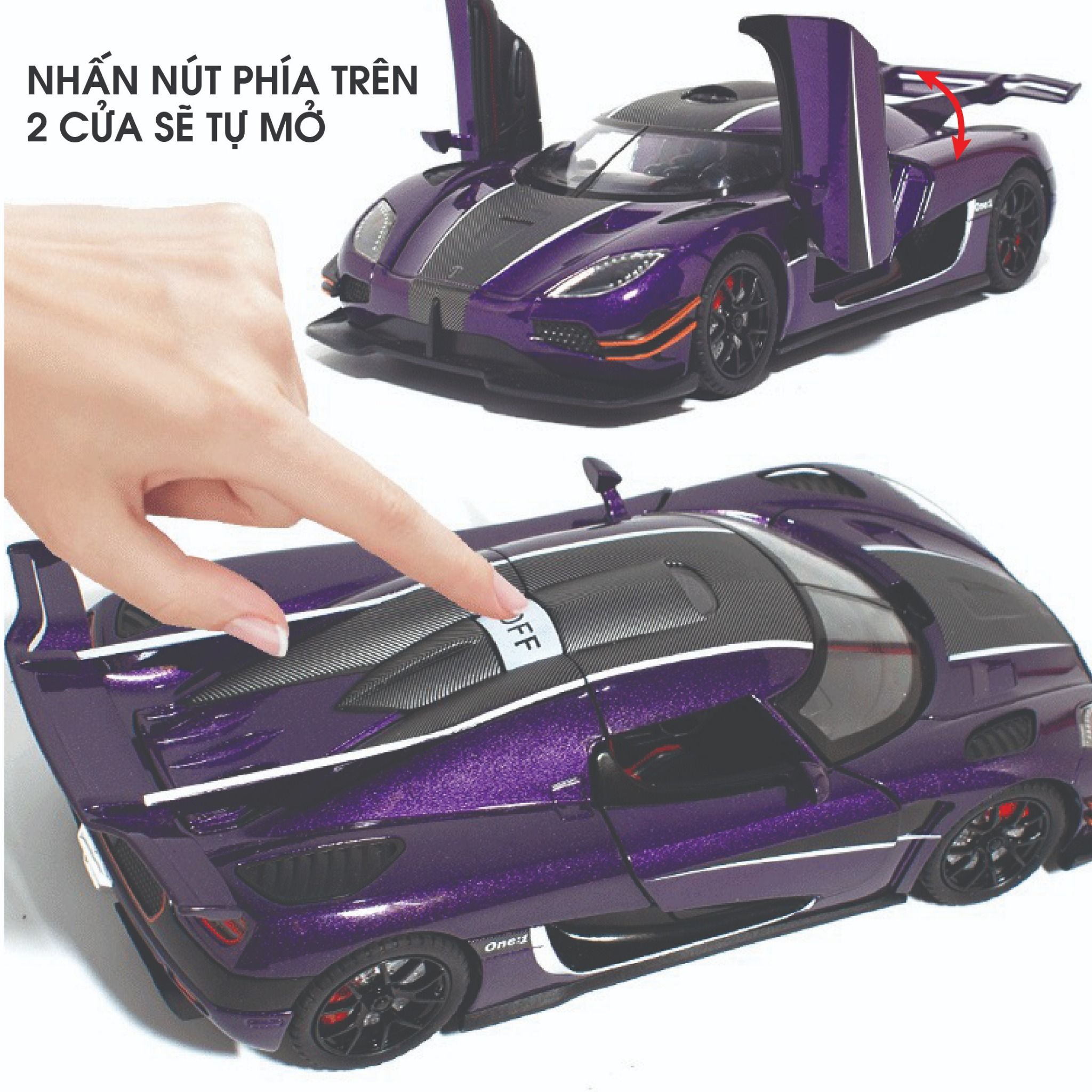 Mô hình xe ô tô Koenigsegg One:1 mở full open - đánh lái được tỉ lệ 1:24 Newao OT313
