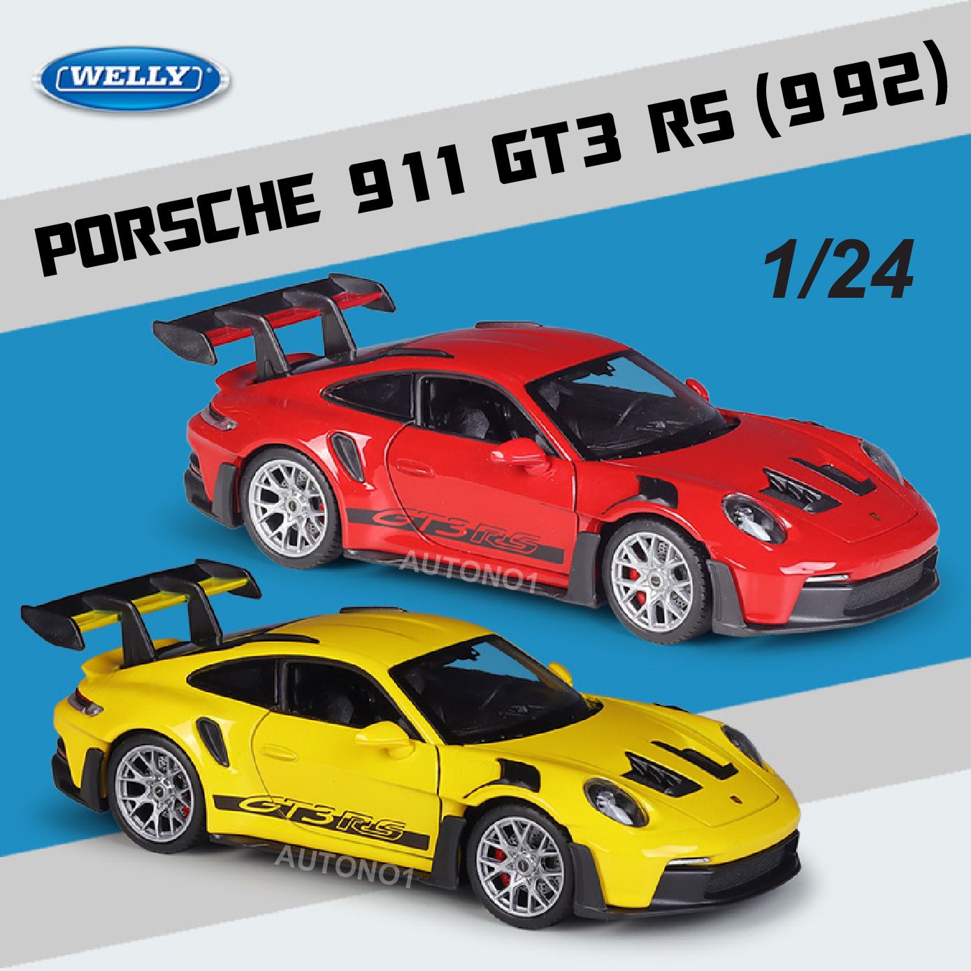 Mô hình xe Porsche 911 (992) GT3 RS tỉ lệ 1:24 Welly OT456