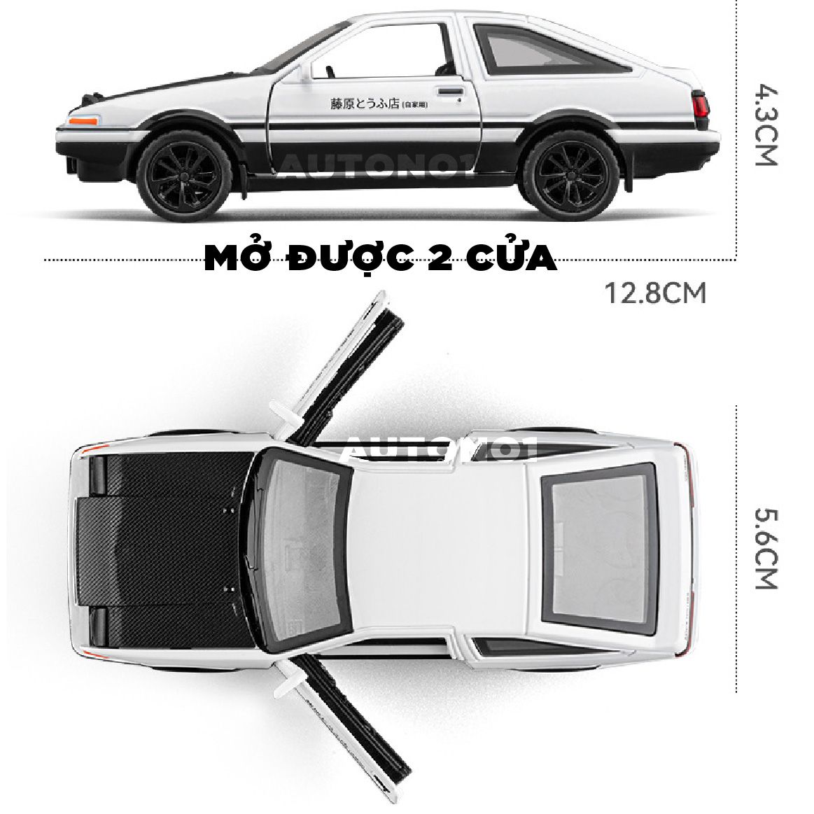 Mô hình xe ô tô Toyota AE86 có đế mở 2 cửa - có đèn - âm thanh tỉ lệ 1:36 Jiaye Model OT519