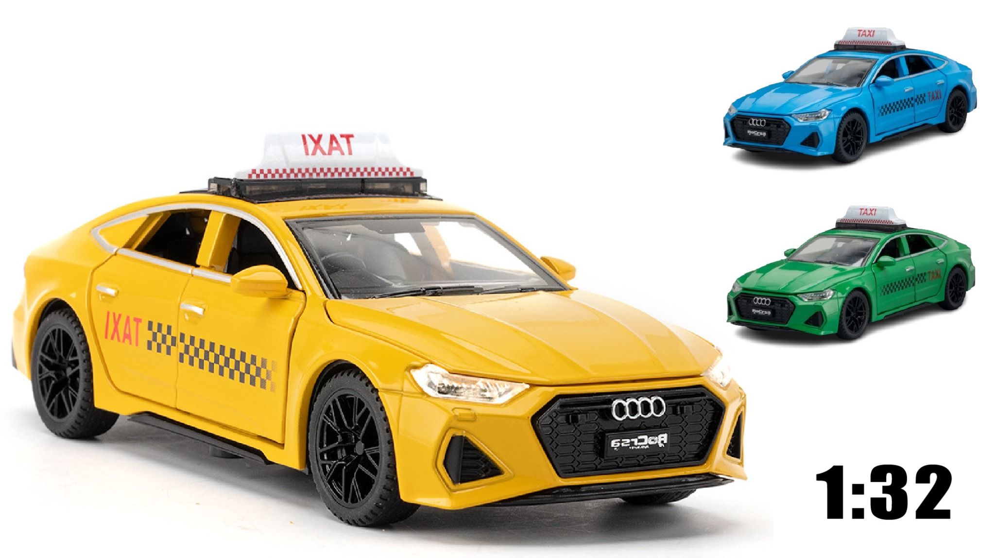 Mô hình xe ô tô dịch vụ taxi Audi RS7 super sport full open - có đèn - âm thanh tỉ lệ 1:32 Chimei model OT521