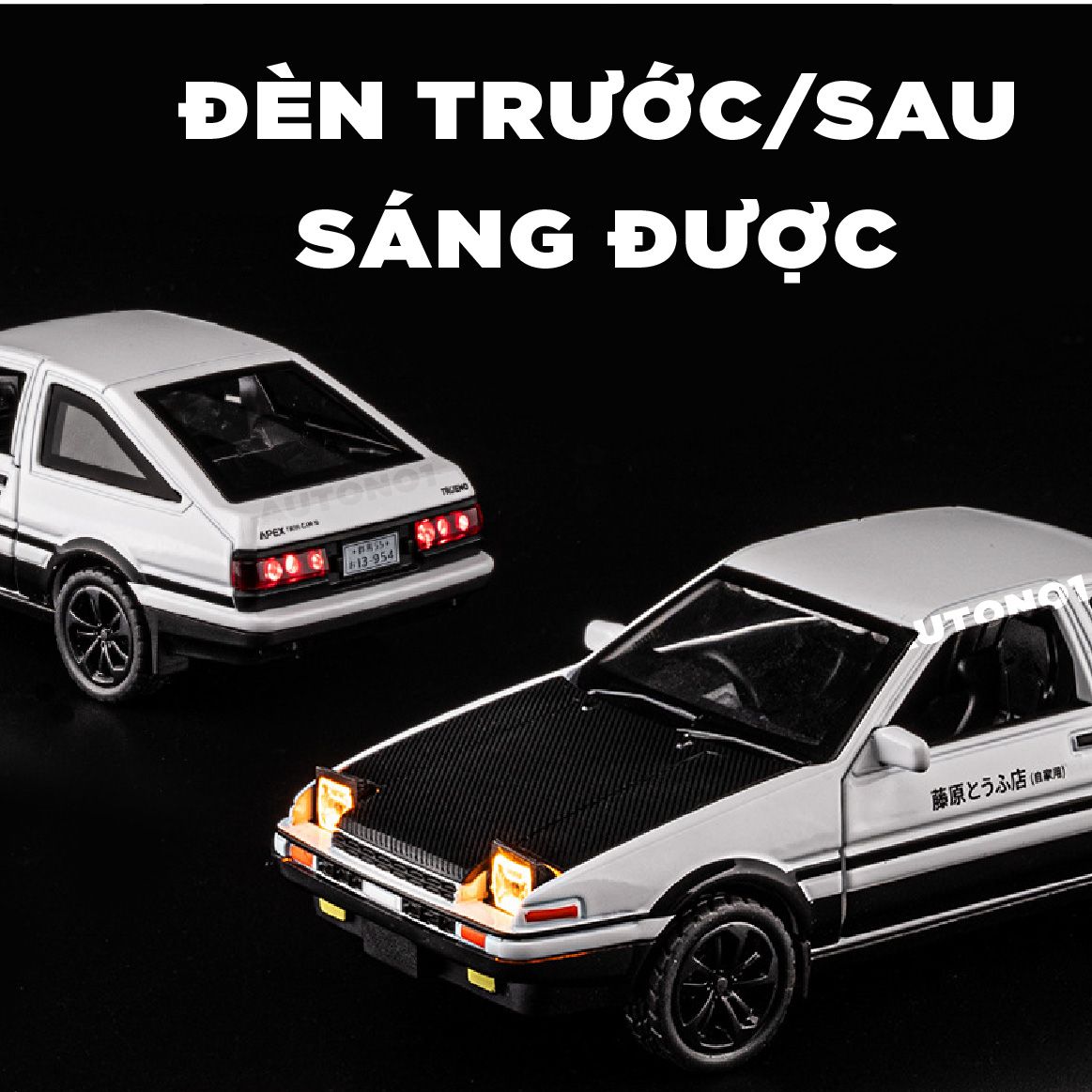 Mô hình xe ô tô Toyota AE86 có đế mở 2 cửa - có đèn - âm thanh tỉ lệ 1:36 Jiaye Model OT519