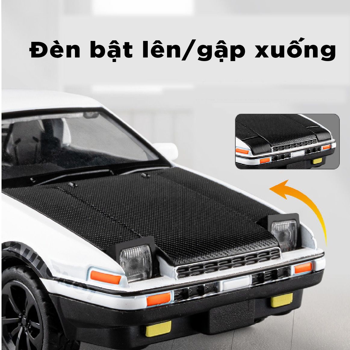 Mô hình xe ô tô Toyota AE86 có đế mở 2 cửa - có đèn - âm thanh tỉ lệ 1:36 Jiaye Model OT519