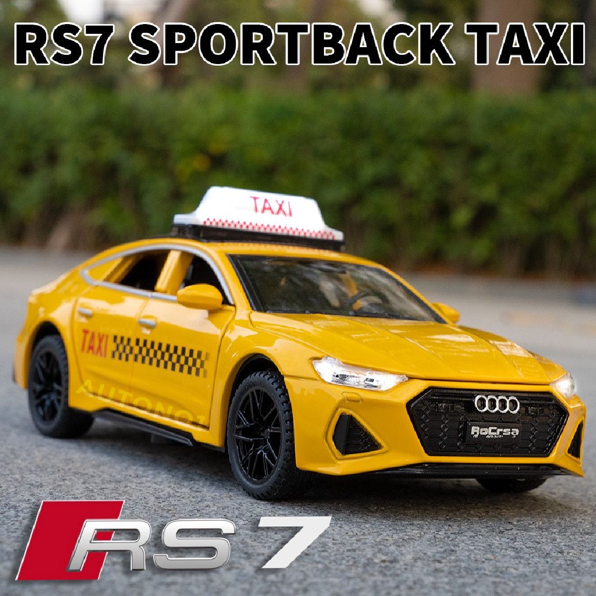 Mô hình xe ô tô dịch vụ taxi Audi RS7 super sport full open - có đèn - âm thanh tỉ lệ 1:32 Chimei model OT521