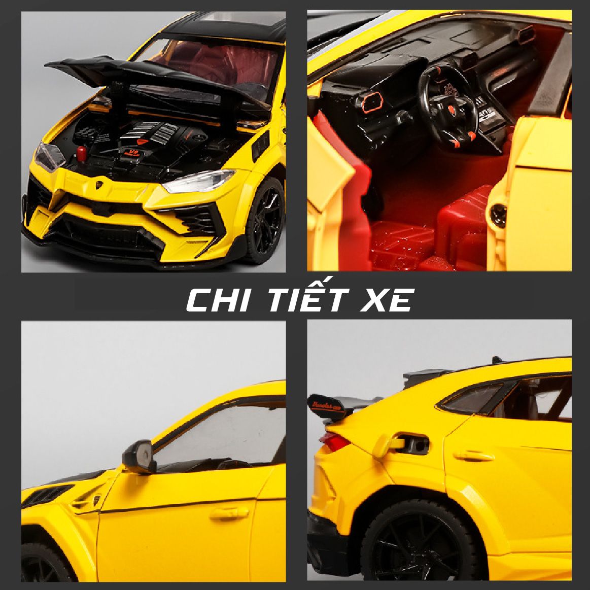 Mô hình xe Lamborghini Urus full open-có đèn-âm thanh tỉ lệ 1:24 Alloy Model OT518