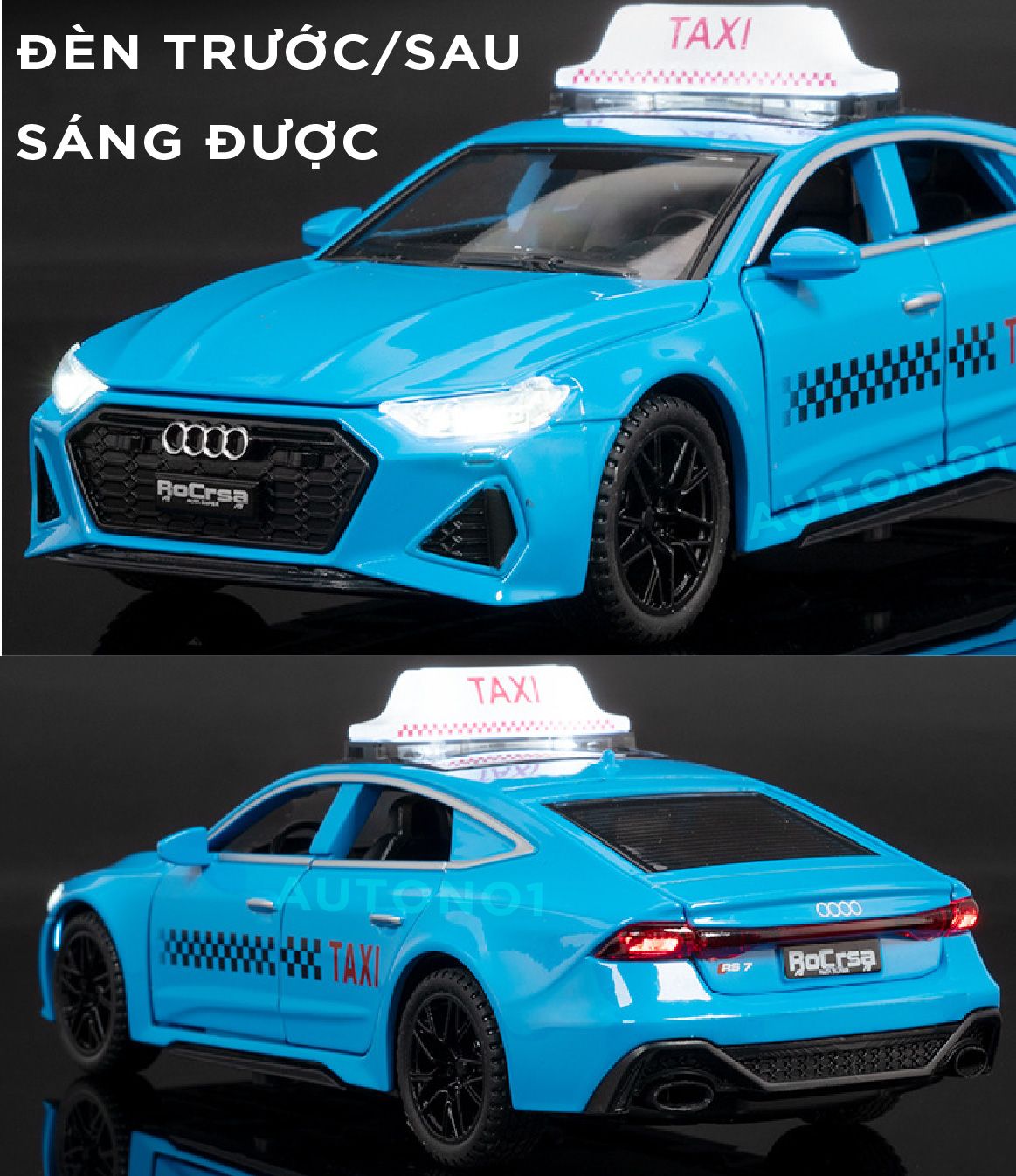 Mô hình xe ô tô dịch vụ taxi Audi RS7 super sport full open - có đèn - âm thanh tỉ lệ 1:32 Chimei model OT521