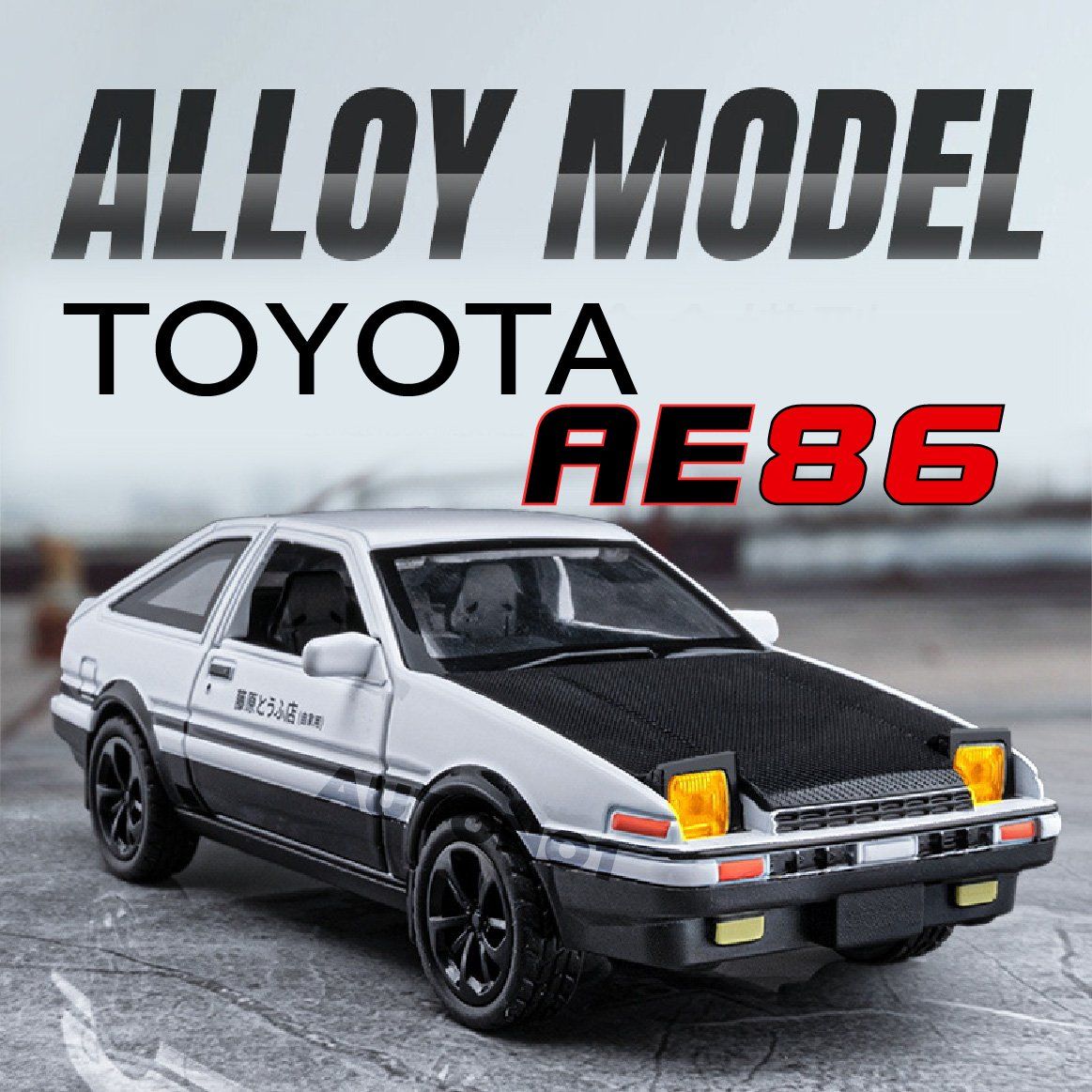 Mô hình xe ô tô Toyota AE86 có đế mở 2 cửa - có đèn - âm thanh tỉ lệ 1:36 Jiaye Model OT519