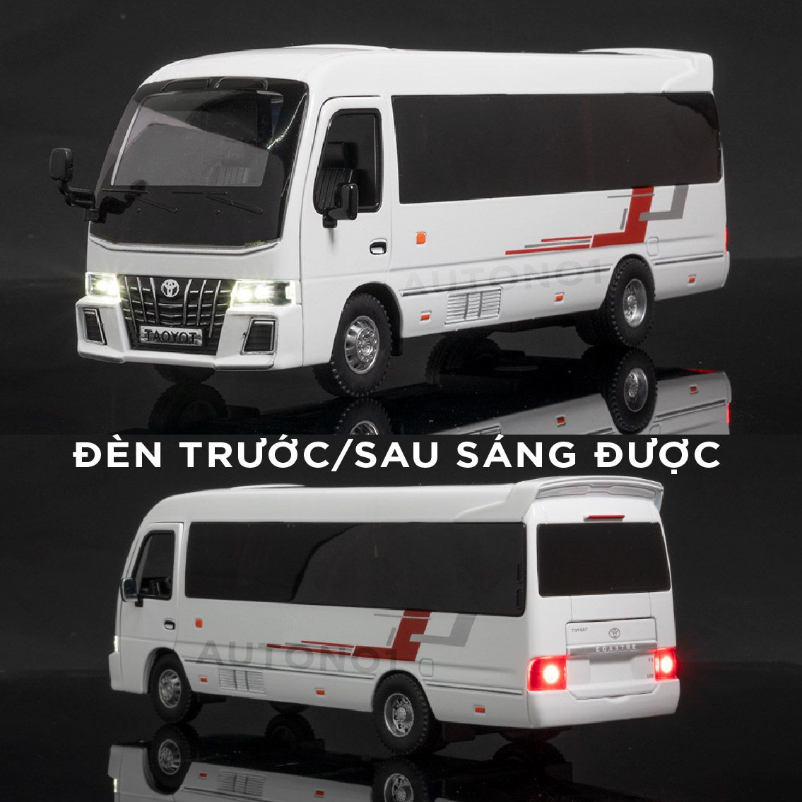 Mô hình xe Toyota Coaster Bus full open - có đèn - âm thanh tỉ lệ 1:32 Alloy Model OT508