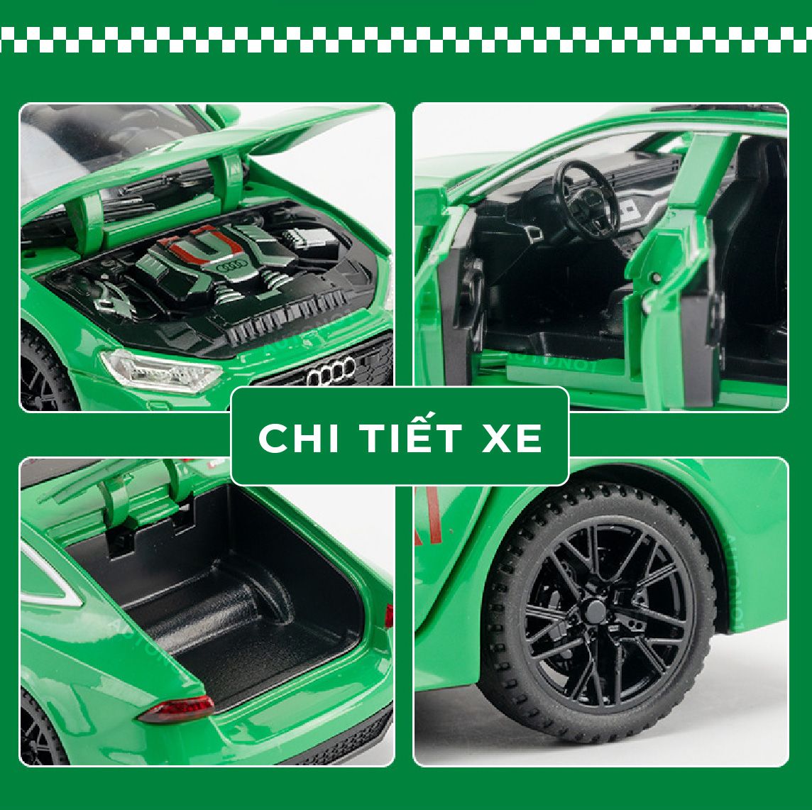 Mô hình xe ô tô dịch vụ taxi Audi RS7 super sport full open - có đèn - âm thanh tỉ lệ 1:32 Chimei model OT521