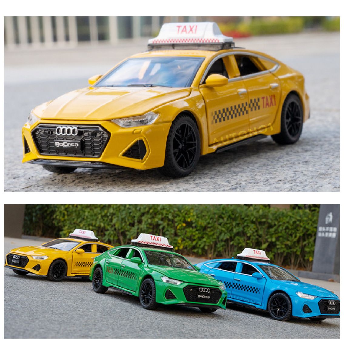 Mô hình xe ô tô dịch vụ taxi Audi RS7 super sport full open - có đèn - âm thanh tỉ lệ 1:32 Chimei model OT521