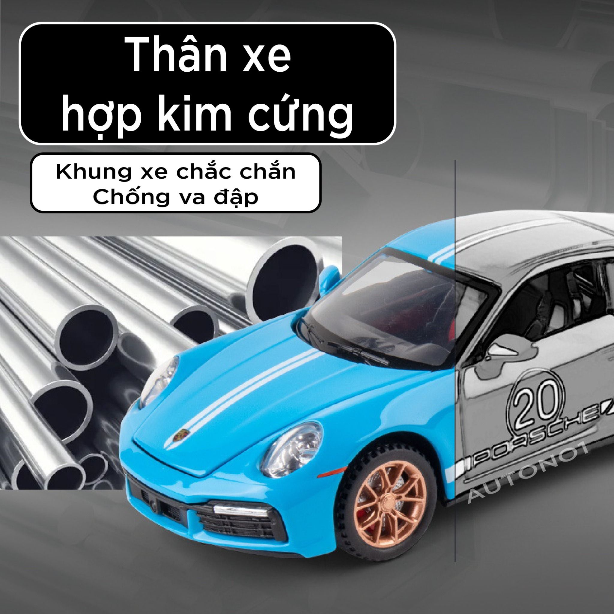 Mô hình xe Porsche 911 Turbo S full open , có đèn và âm thanh tỉ lệ 1:32 Miniauto OT32035