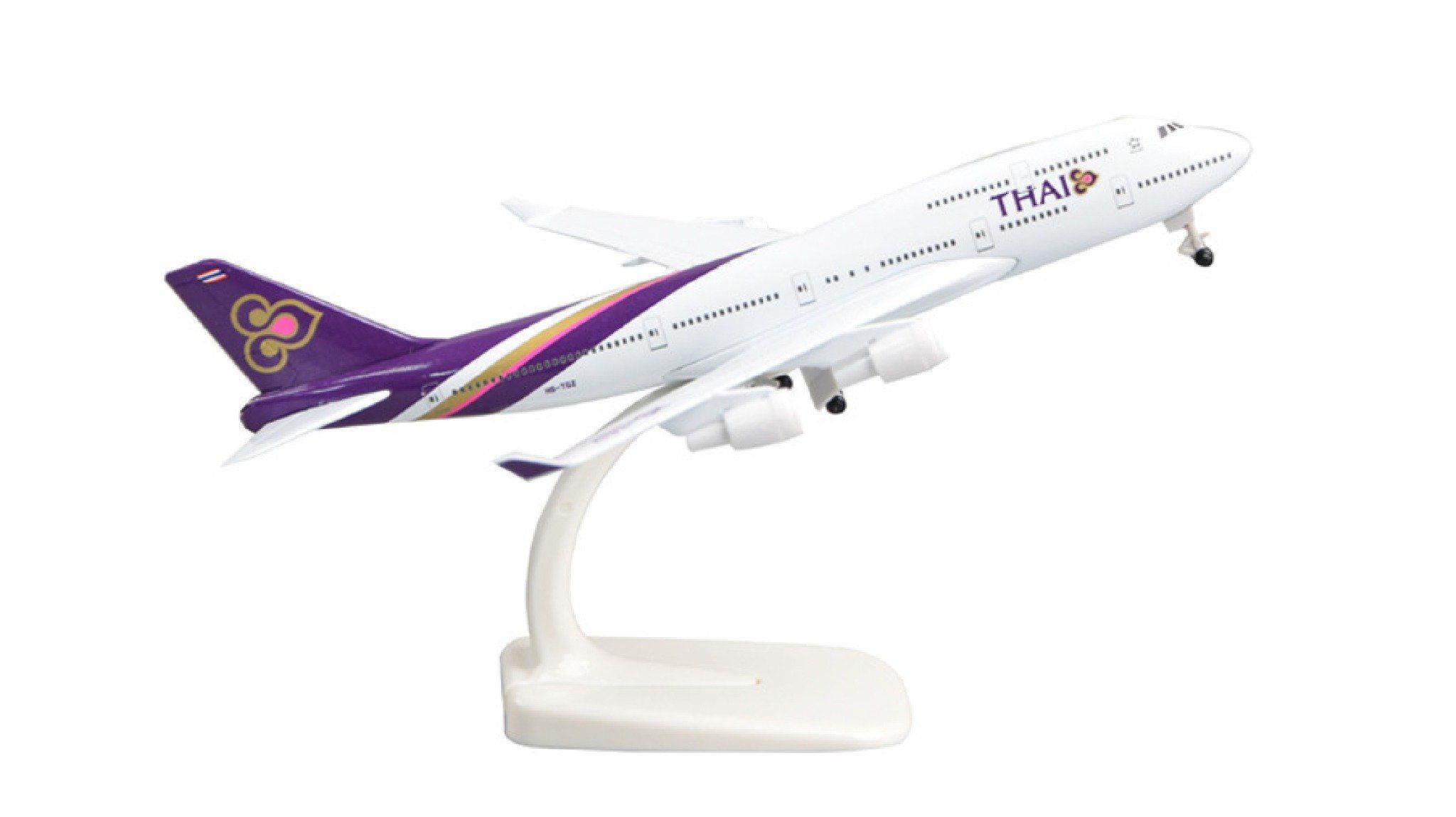 Mô hình máy bay Thái Lan Boeing B747 HS162 có bánh xe kích thước 20cm MB20122