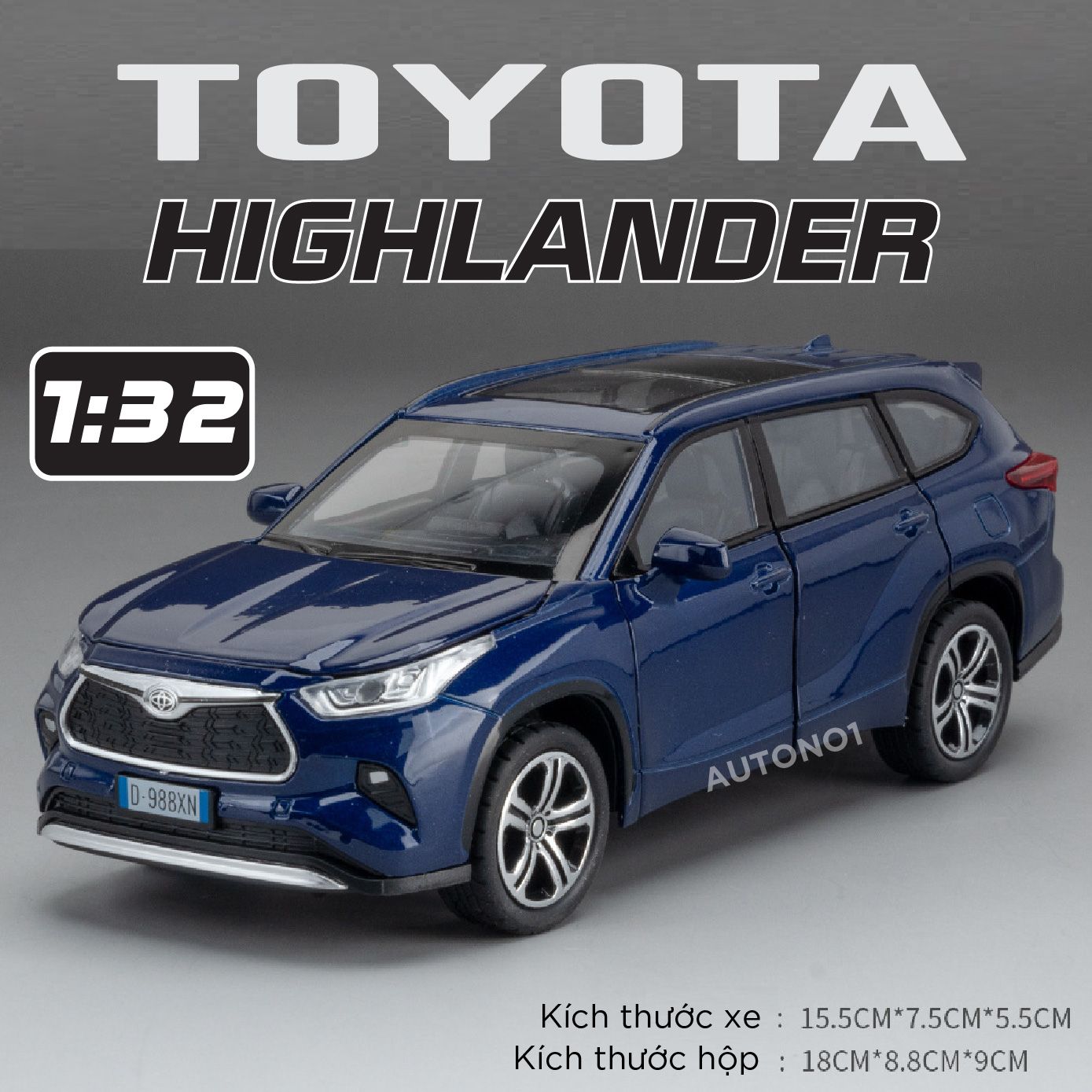 Mô hình xe Toyota Highlander full open tỉ lệ 1:32 Jiaye Model OT564