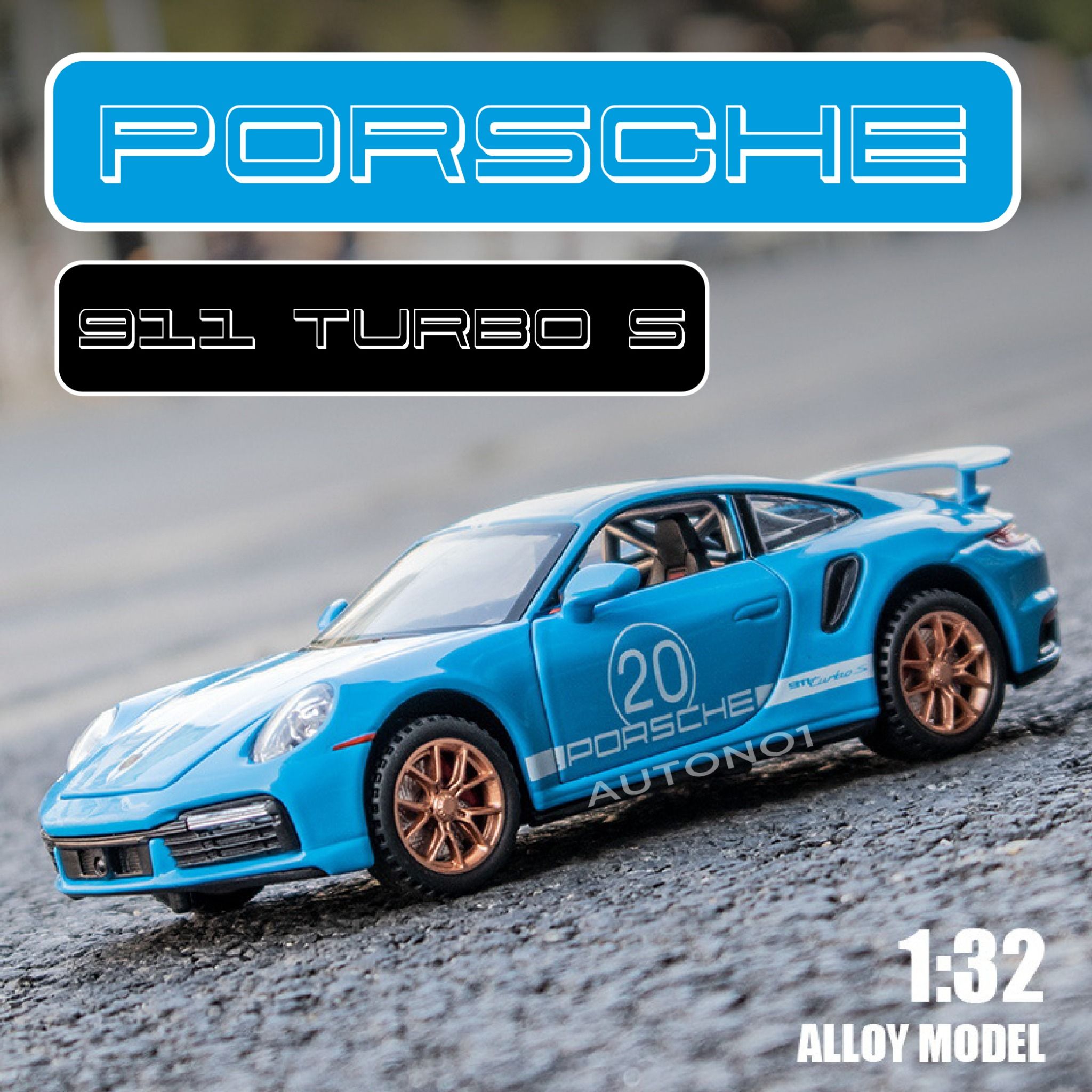 Mô hình xe Porsche 911 Turbo S full open , có đèn và âm thanh tỉ lệ 1:32 Miniauto OT32035