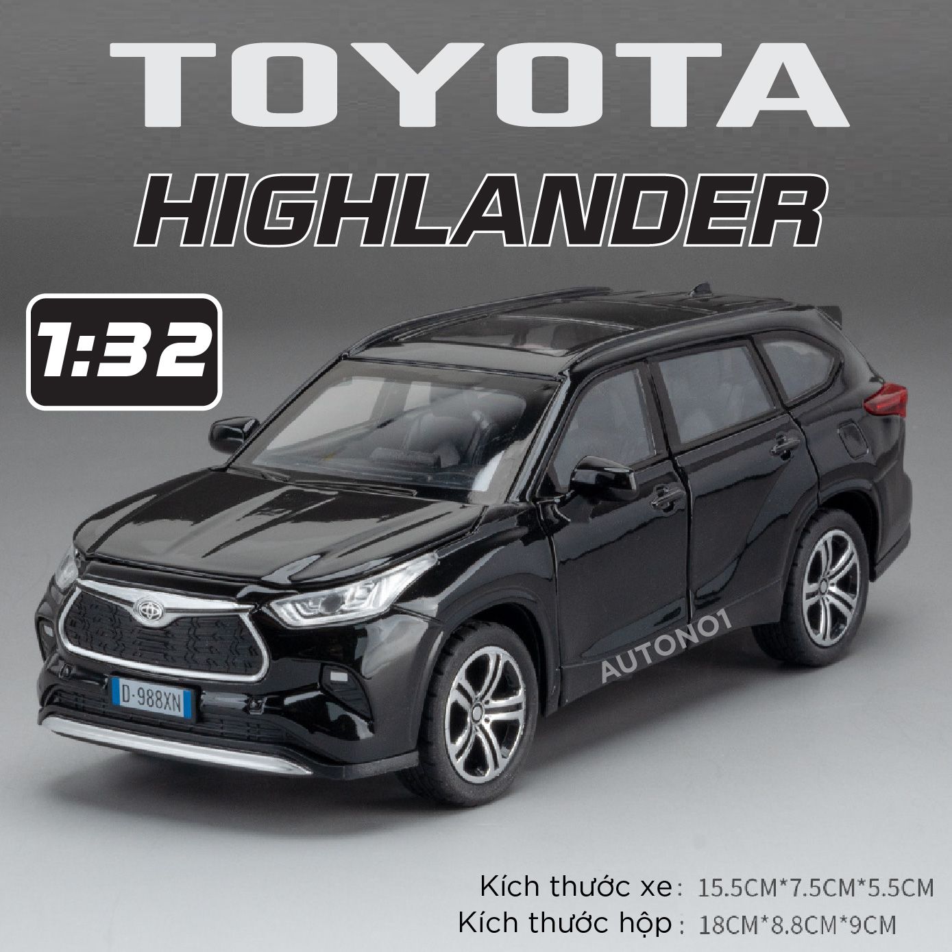 Mô hình xe Toyota Highlander full open tỉ lệ 1:32 Jiaye Model OT564