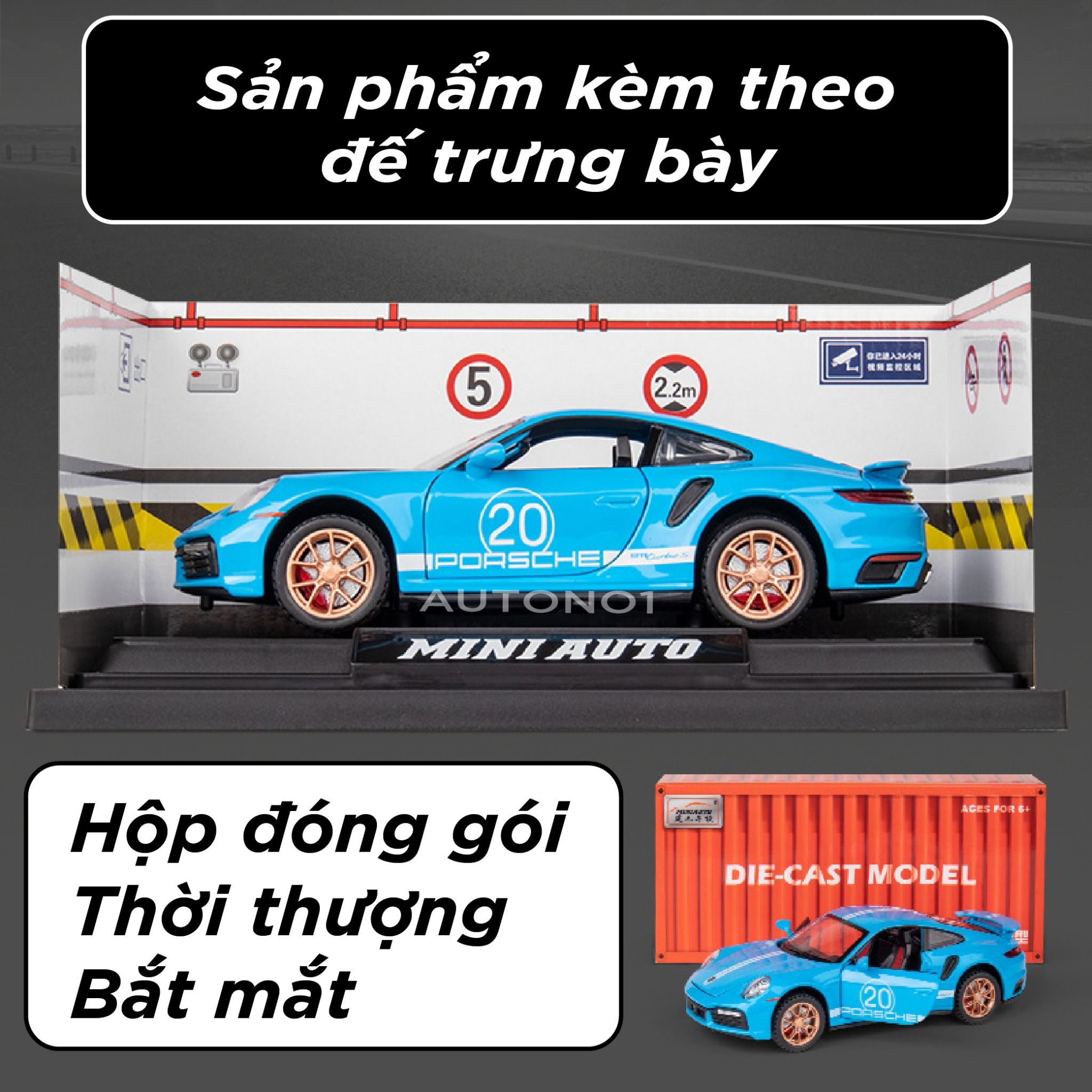 Mô hình xe Porsche 911 Turbo S full open , có đèn và âm thanh tỉ lệ 1:32 Miniauto OT32035