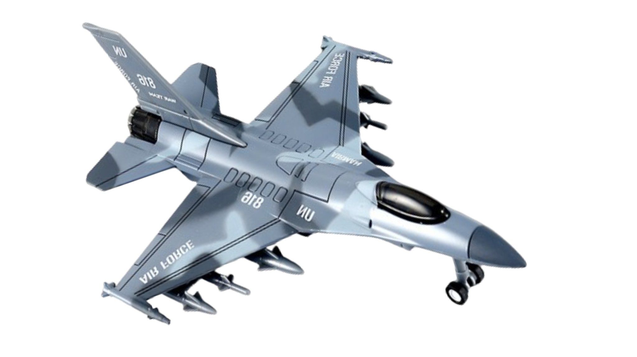 Mô hình máy bay chiến đáu F16 Camo grey có đèn có âm tahnh MB22024