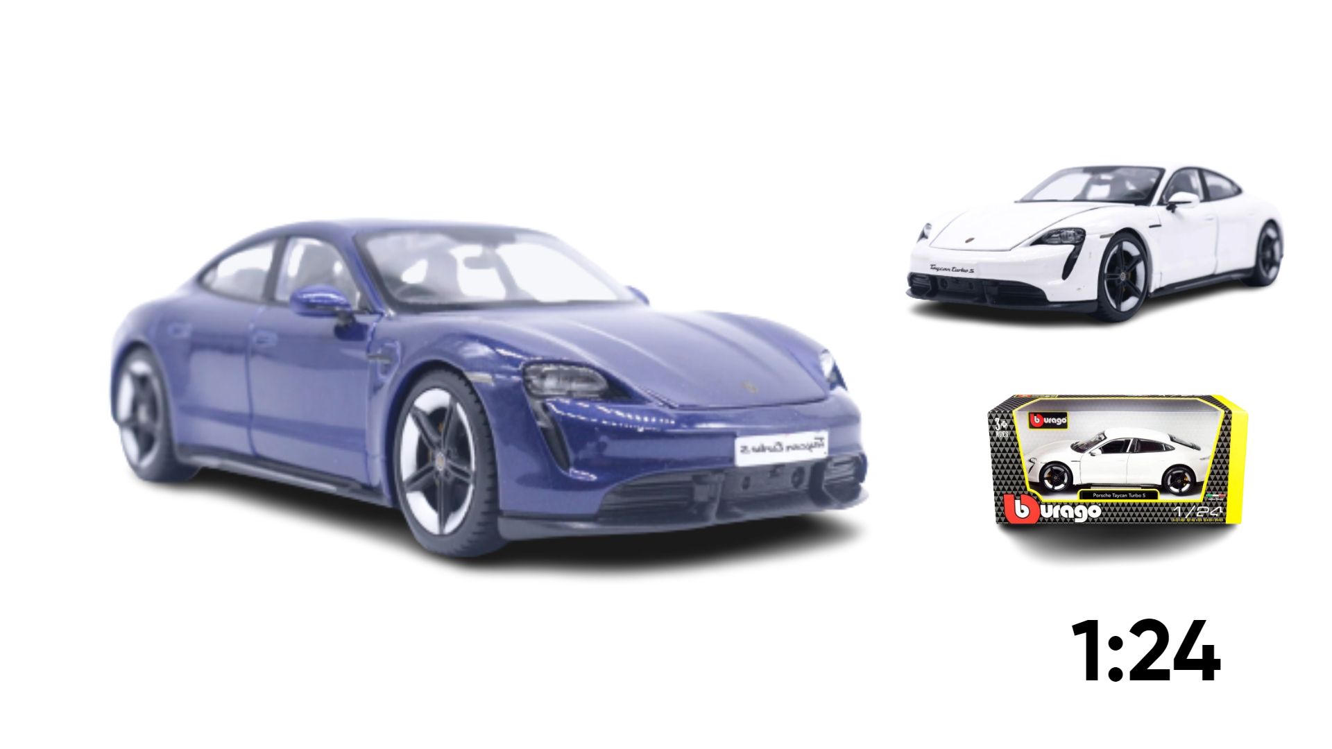 Mô hình xe Porsche Taycan Turbo S mở được 2 cửa, capo và cốp sau tỉ lệ 1:24 Bburago