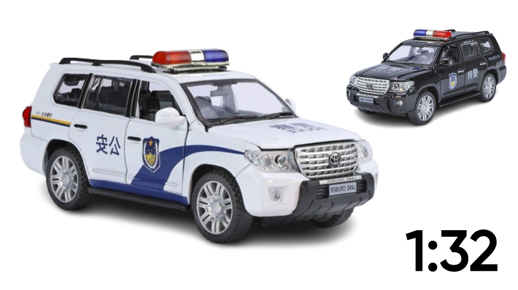  Mô hình xe Toyota Land Cruiser police tỉ lệ 1:32 có đèn có âm thanh OT359 