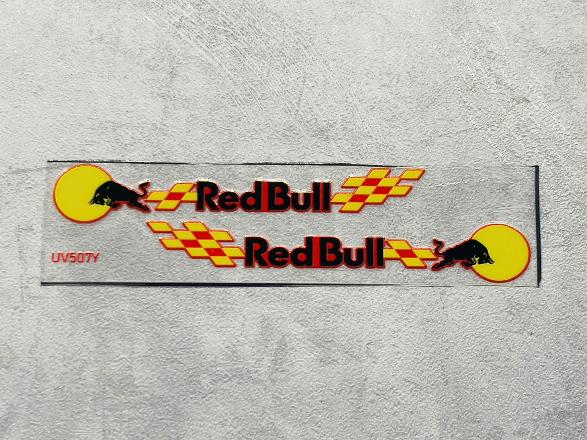 Decal UV trang trí mô hình - điện thoại - laptop - máy tính - nón - ly - mica chống nước - chống trầy - chống uv Redbull kích thước 5 x 5cm Autono1 UV507