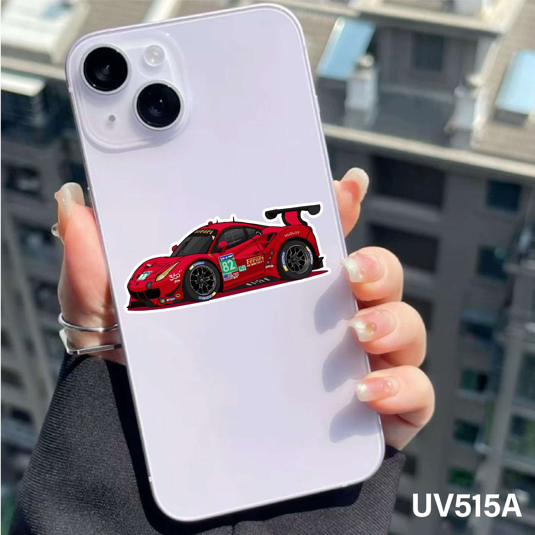 Decal UV Ferrari trang trí mô hình - điện thoại - laptop - máy tính - nón - ly - chống uv kích thước 5 x 5cm Autono1 UV515