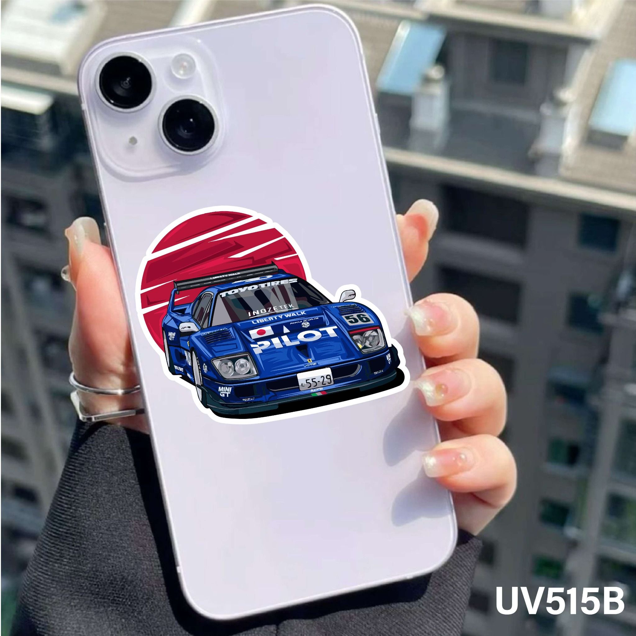Decal UV Ferrari trang trí mô hình - điện thoại - laptop - máy tính - nón - ly - chống uv kích thước 5 x 5cm Autono1 UV515