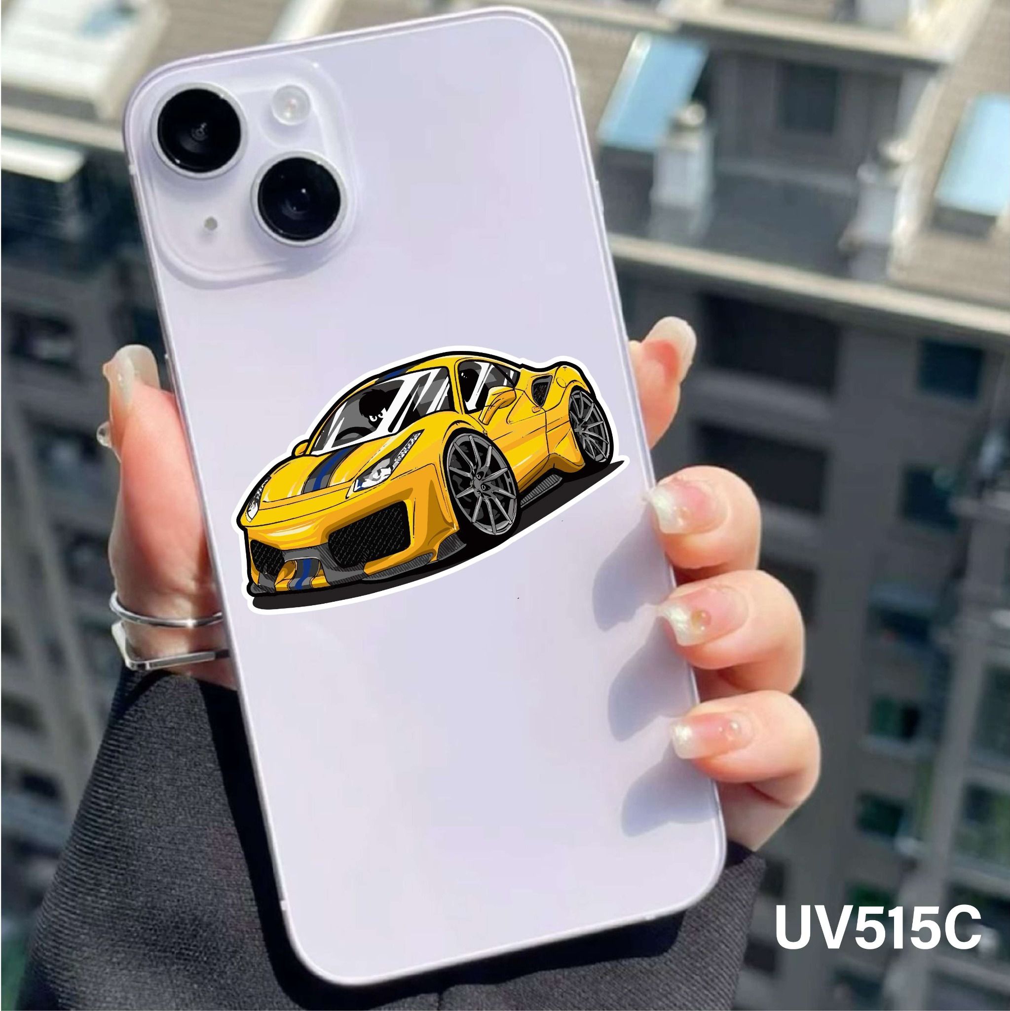 Decal UV Ferrari trang trí mô hình - điện thoại - laptop - máy tính - nón - ly - chống uv kích thước 5 x 5cm Autono1 UV515