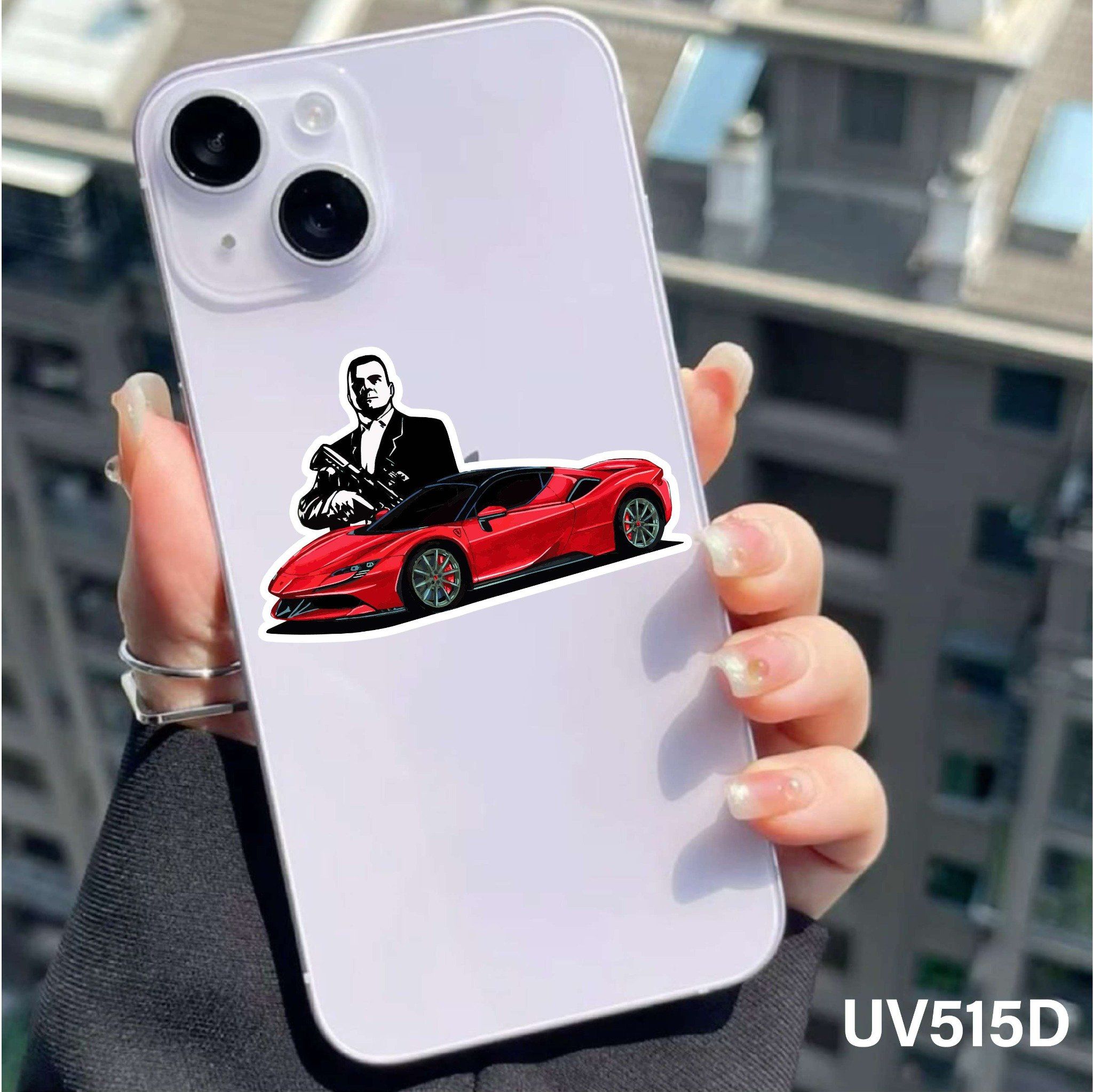 Decal UV Ferrari trang trí mô hình - điện thoại - laptop - máy tính - nón - ly - chống uv kích thước 5 x 5cm Autono1 UV515