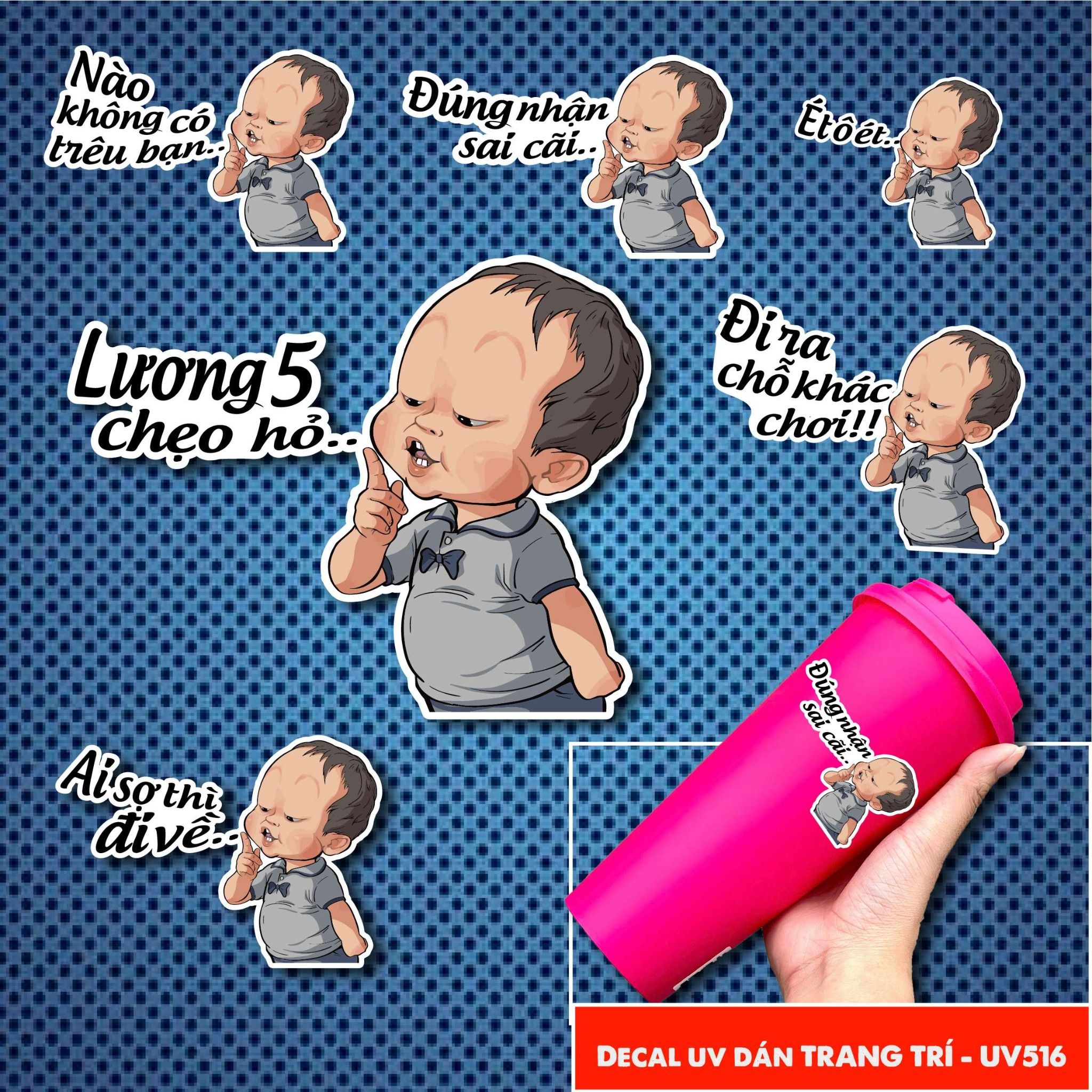 Decal UV Meme baby trang trí mô hình - điện thoại - laptop - máy tính - nón - ly - chống uv kích thước 10x5cm Autono1 UV516