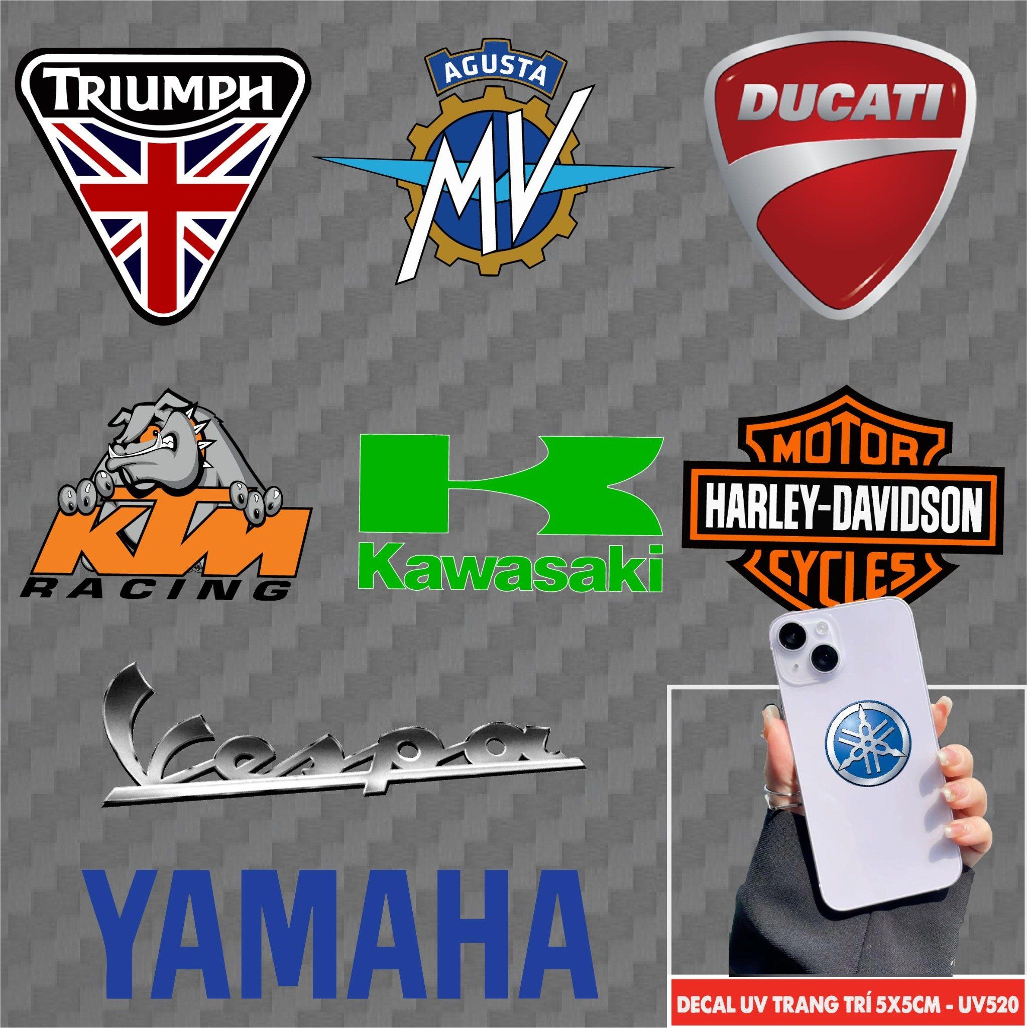 Decal UV các hãng xe Mô tô trang trí mô hình - điện thoại - laptop - máy tính - nón - ly - chống uv kích thước 5x10cm Autono1 UV520