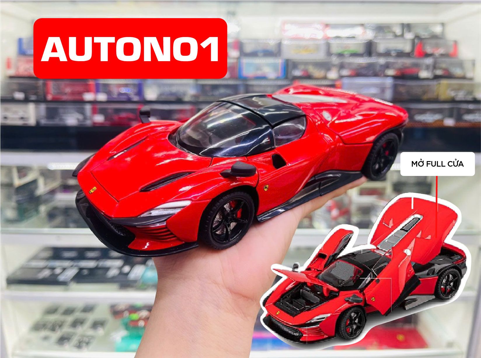 Mô hình xe Ferrari Daytona Sp3 full open - tháo mui được có âm thanh - đèn tỉ lệ 1:22 Jiaye model VB24415