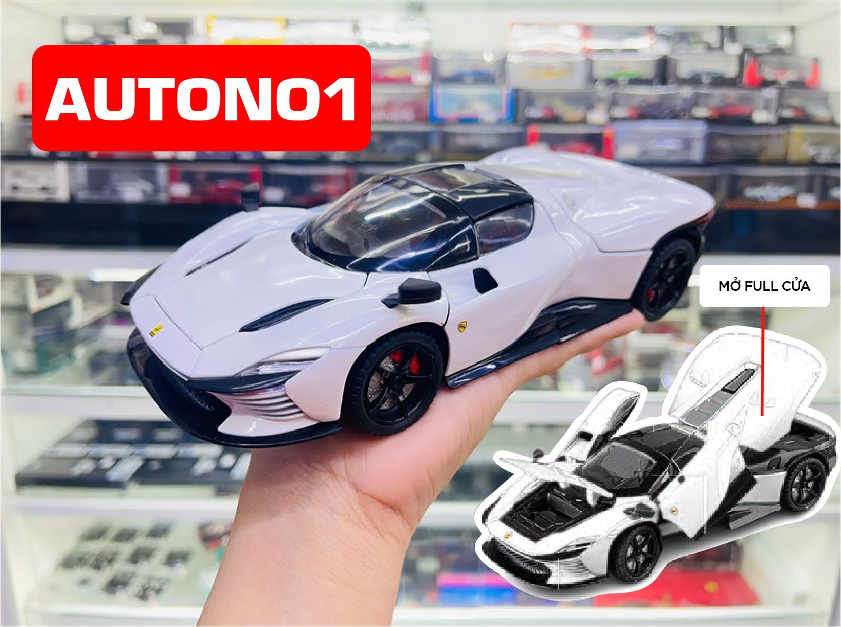 Mô hình xe Ferrari Daytona Sp3 full open - tháo mui được có âm thanh - đèn tỉ lệ 1:22 Jiaye model VB24415