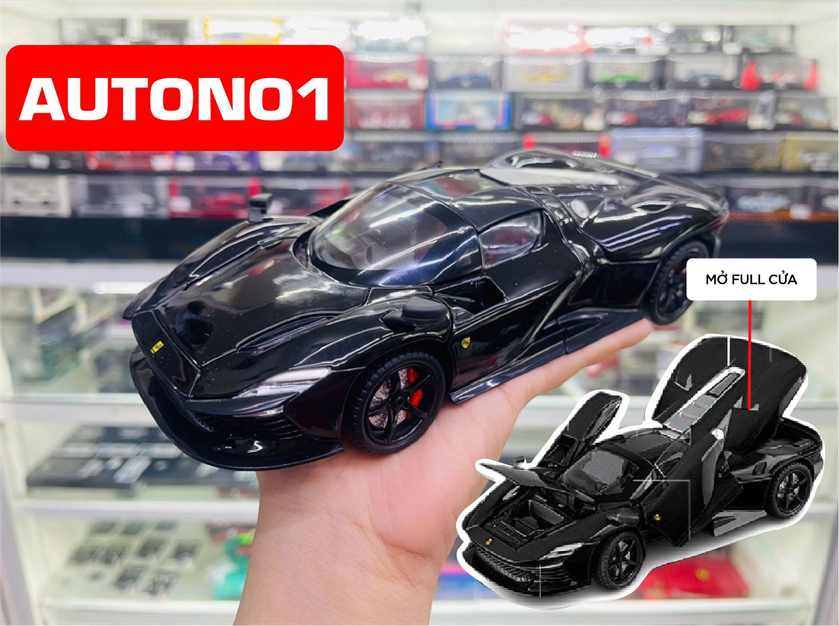 Mô hình xe Ferrari Daytona Sp3 full open - tháo mui được có âm thanh - đèn tỉ lệ 1:22 Jiaye model VB24415