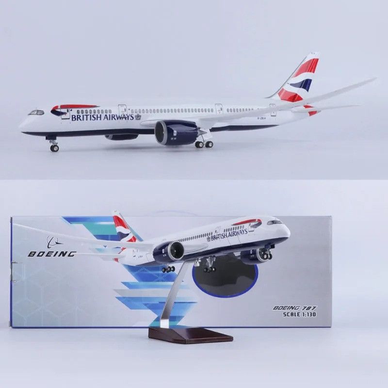 Mô hình máy bay Anh Quốc British Airways Boeing B787 47cm có đèn led tự động theo tiếng vỗ tay hoặc chạm MB47045