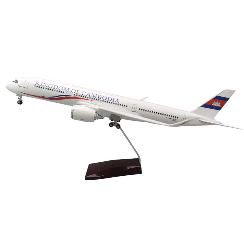 Mô hình máy bay Campuchia Kingdom of Combodia Airbus A350 47cm có đèn led tự động theo tiếng vỗ tay hoặc chạm MB47055