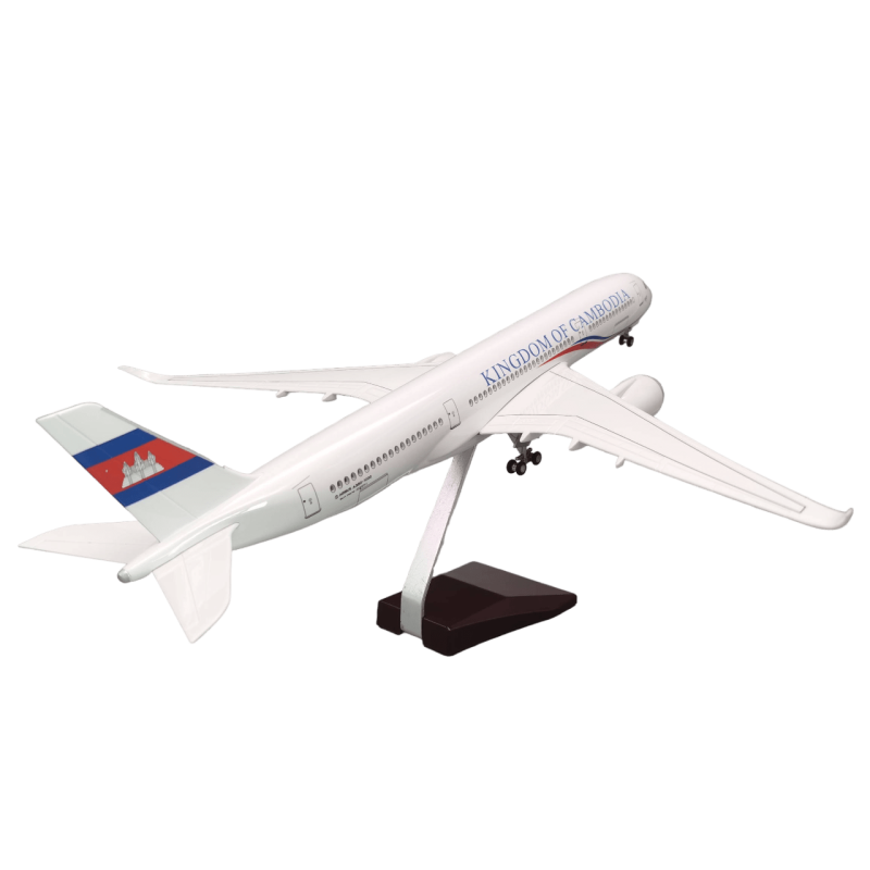 Mô hình máy bay Campuchia Kingdom of Combodia Airbus A350 47cm có đèn led tự động theo tiếng vỗ tay hoặc chạm MB47055