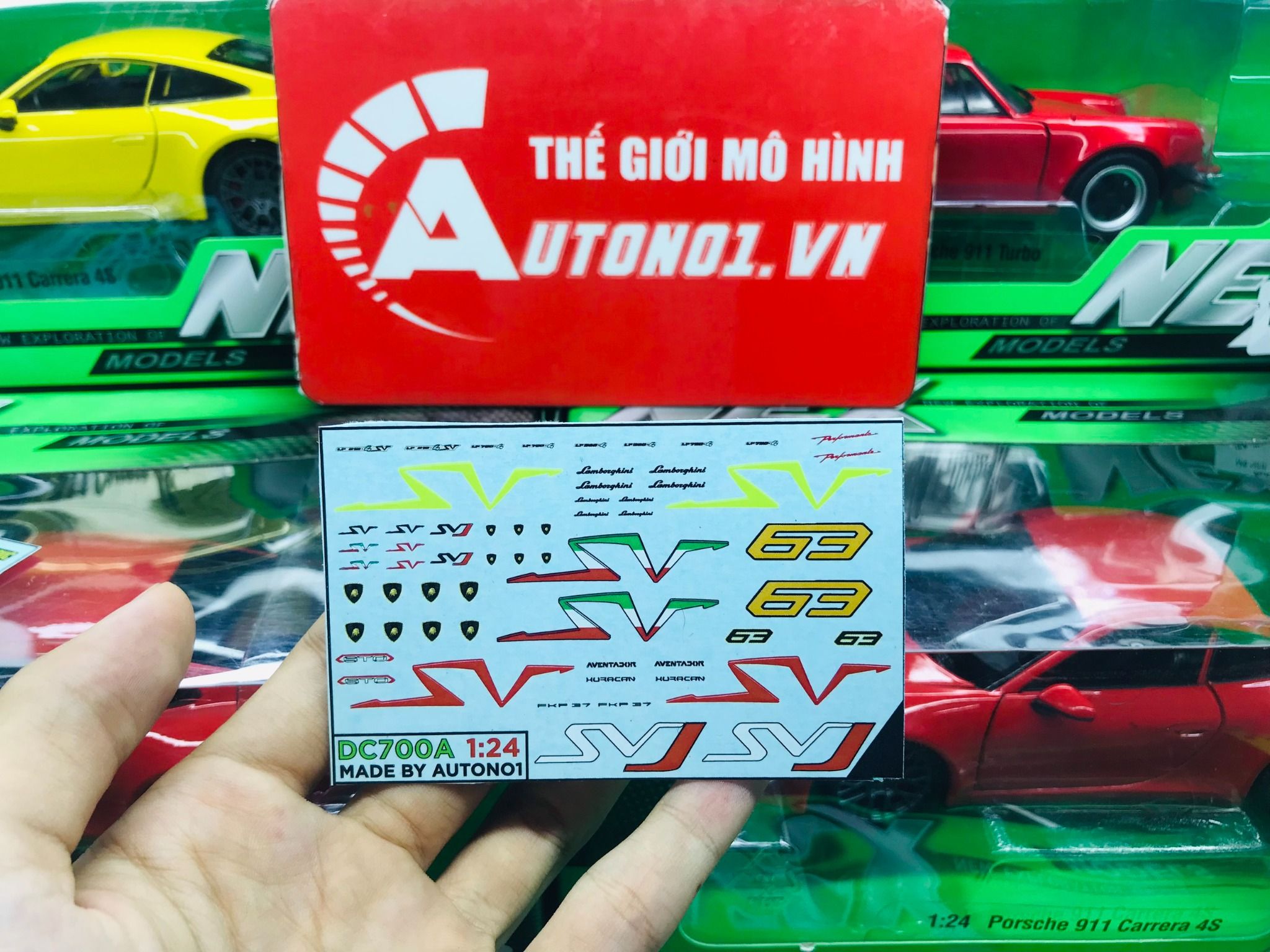  Decal nước Lamborghini Aventador SVJ 63 huracan STO dán mọi nền màu cho xe mô hình tỉ lệ 1:24 DC702E 