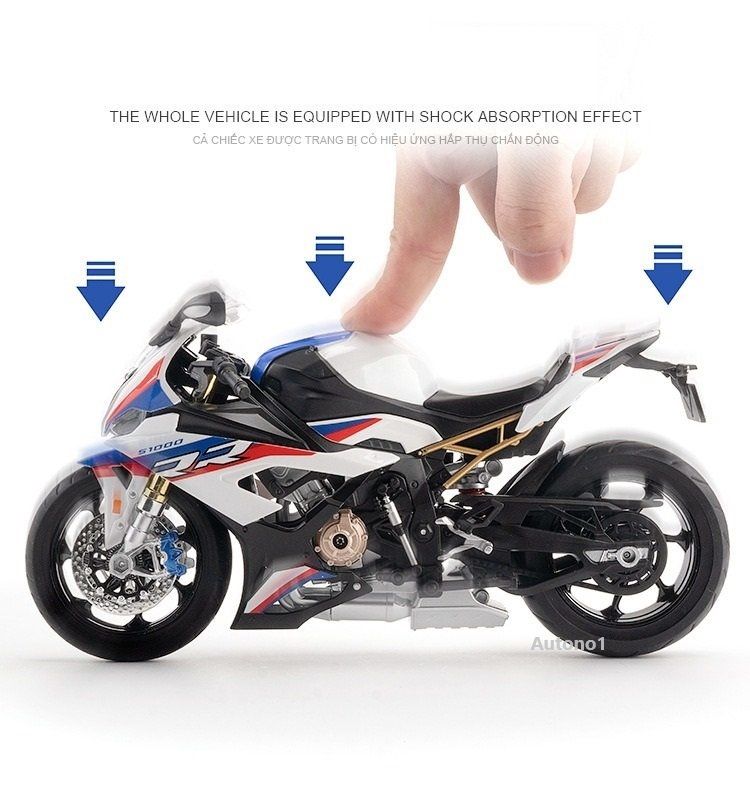  Mô hình xe BMW S1000RR hộp quà tặng có nam châm tỉ lệ 1:9 Huayi Alloy MT061 