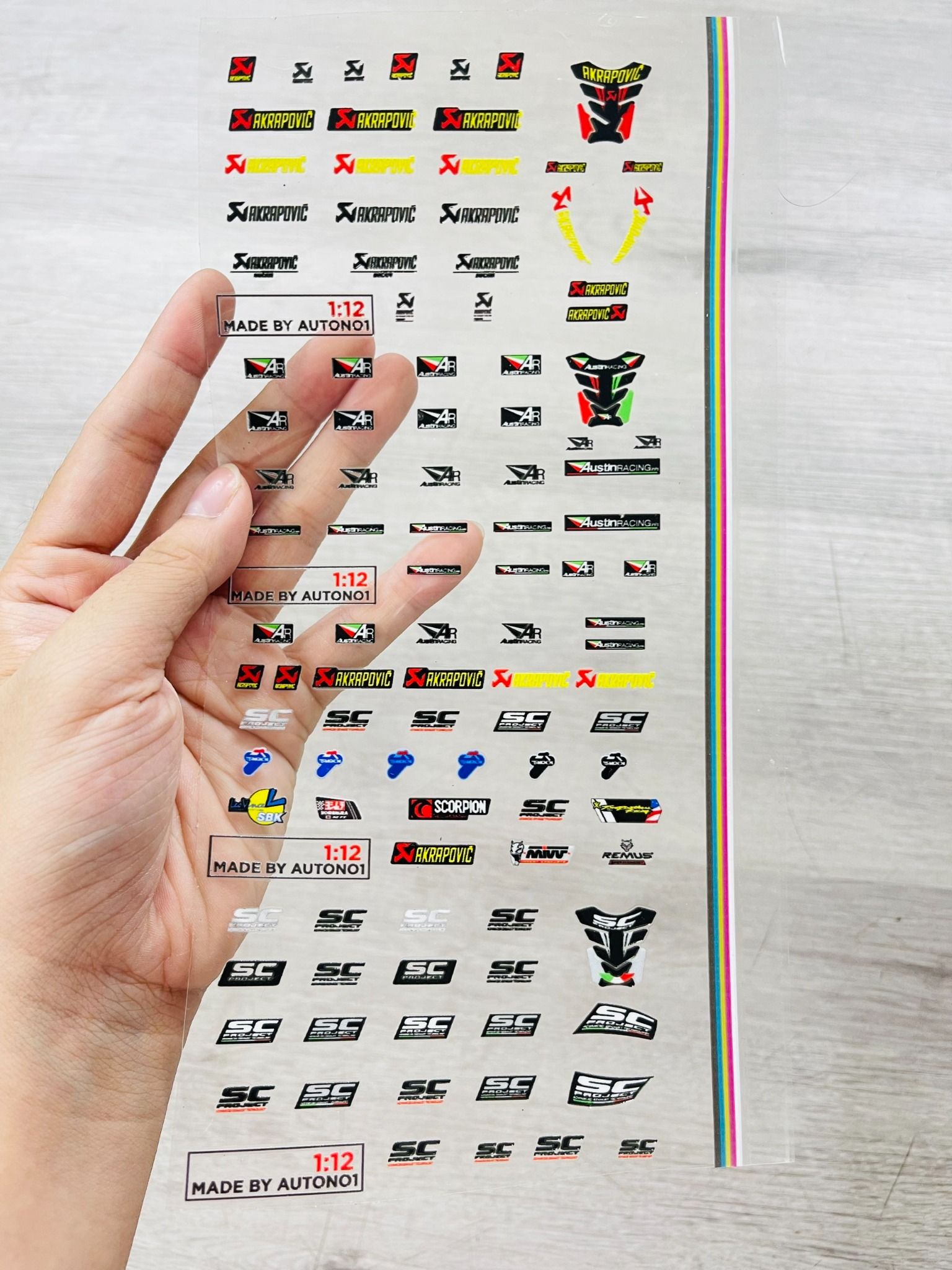 Decal UV dành cho pô các loại dán mọi nền màu cho xe mô hình tỉ lệ 1:12 DC701