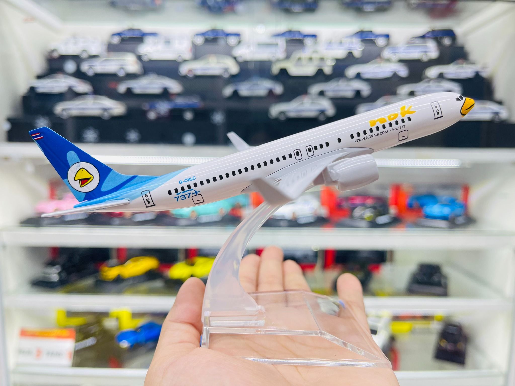 Mô hình máy bay Thailand Nok Boeing B737 HS-DJJ White 16cm MB16056