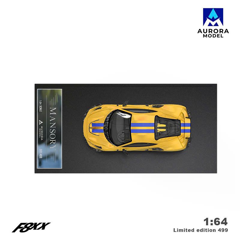 Mô hình xe Ferrari F8 Tributo Mansory modified version F8XX third batch Yellow tỉ lệ 1:64 Aurora Model AM646507