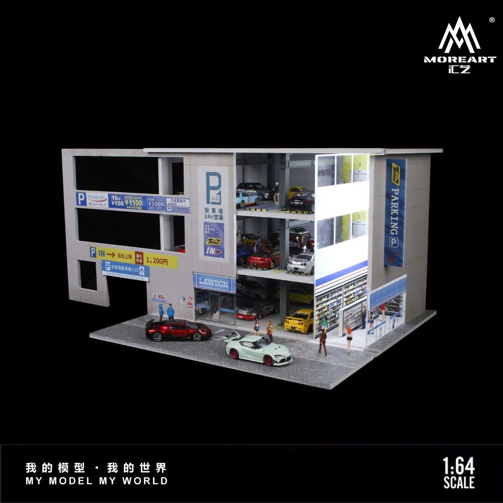 Hộp trưng bày mica mô phỏng chung cư có đèn kích thước 30x30x20cm tỉ lệ 1:64 MoreArt MO936601